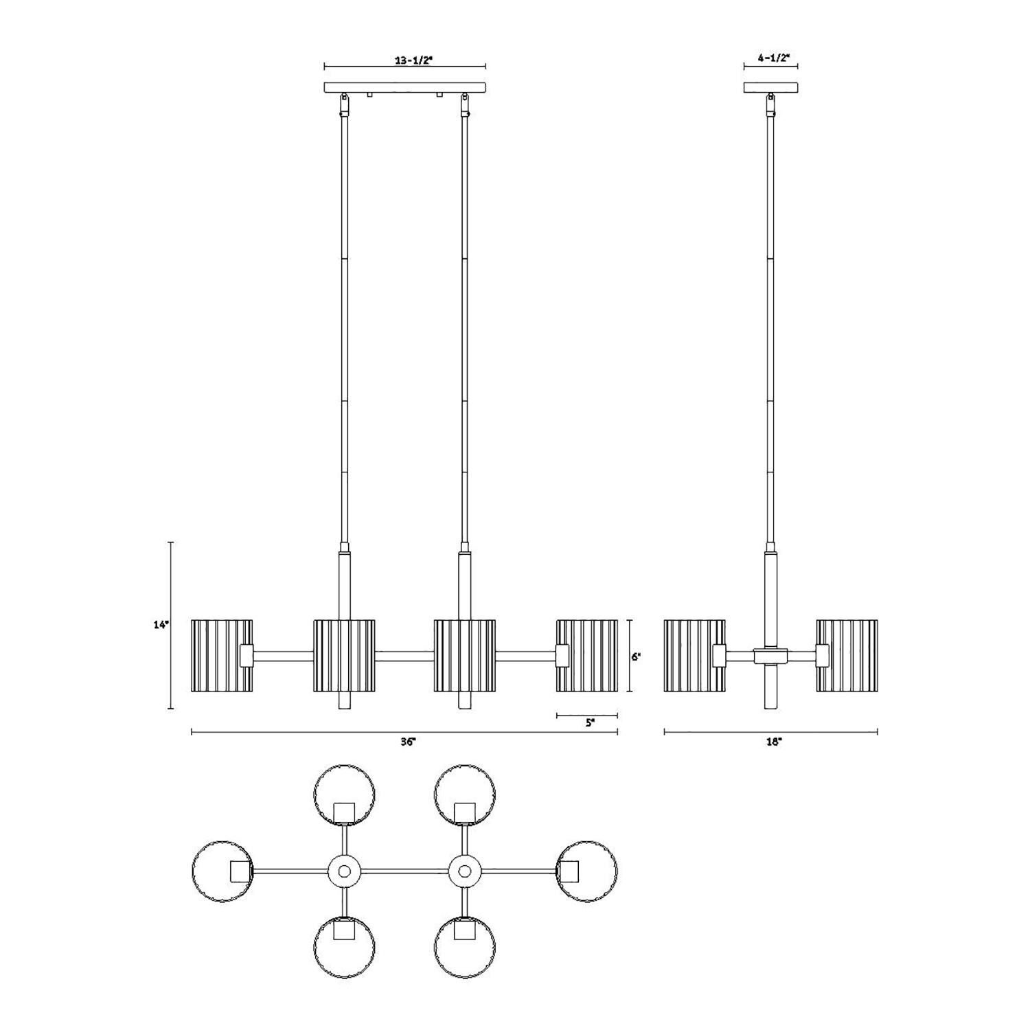 Aries 36 Inch 6 Light Linear Suspension Light by Designers Fountain