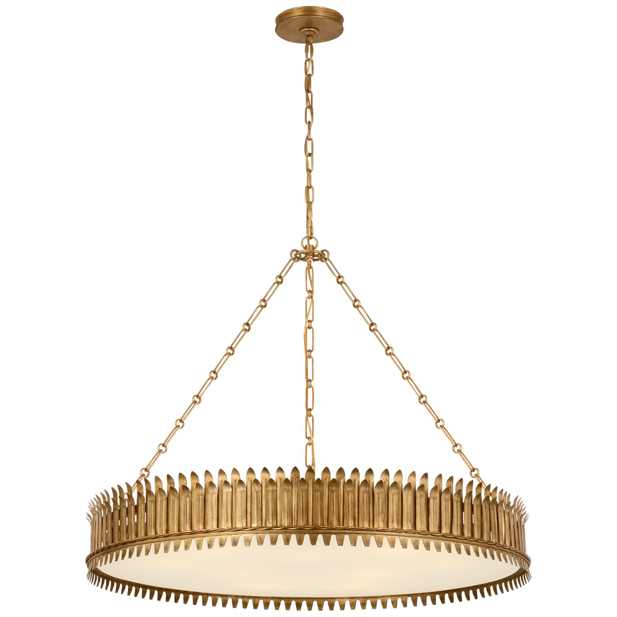 Shown in Gilded Iron finish and Frosted Acrylic glass