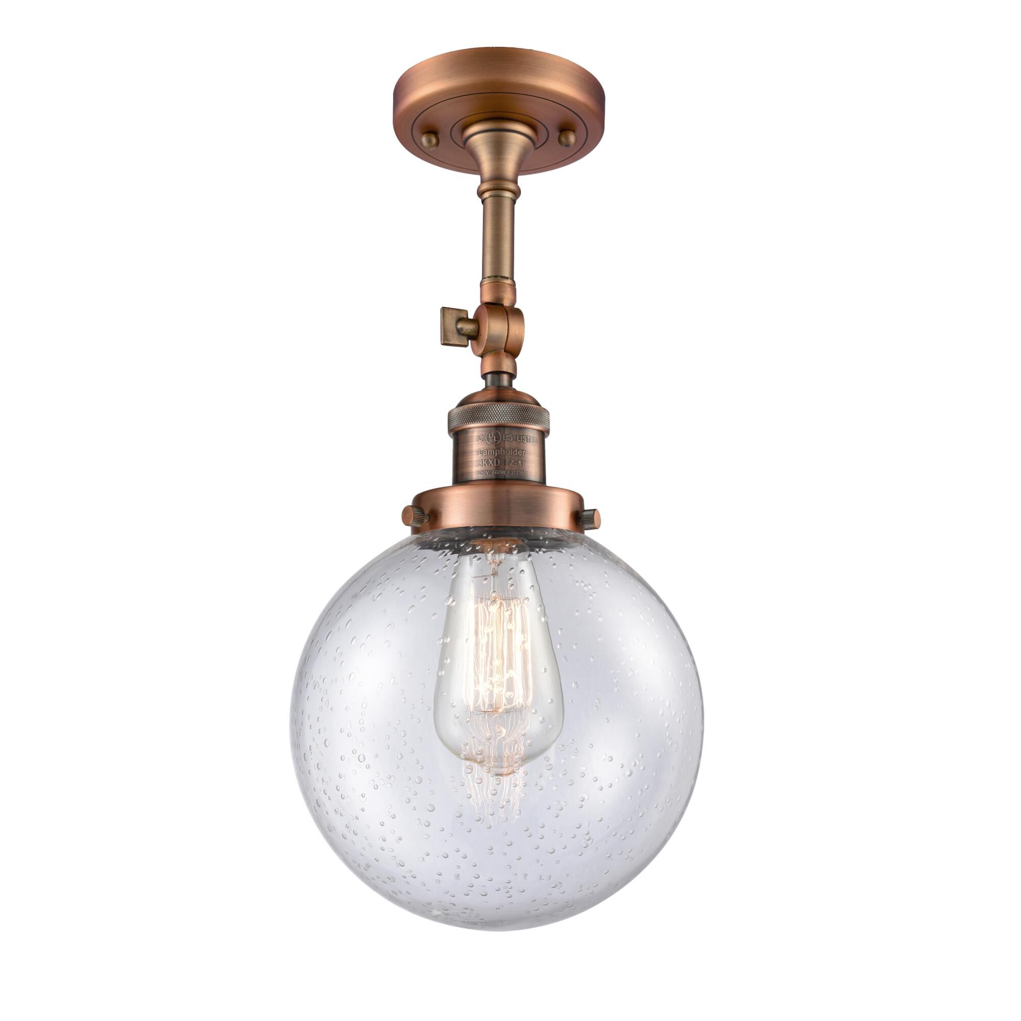 Shown in Antique Copper finish and Seedy glass and No Accent accent