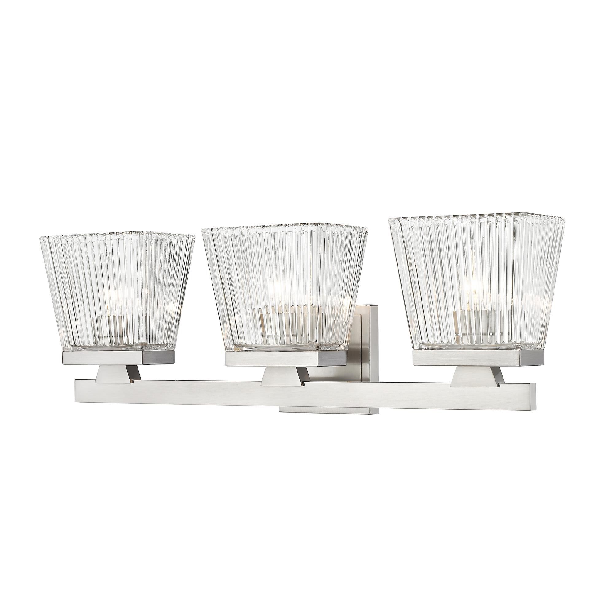 Shown in Brushed Nickel finish and Glass shade