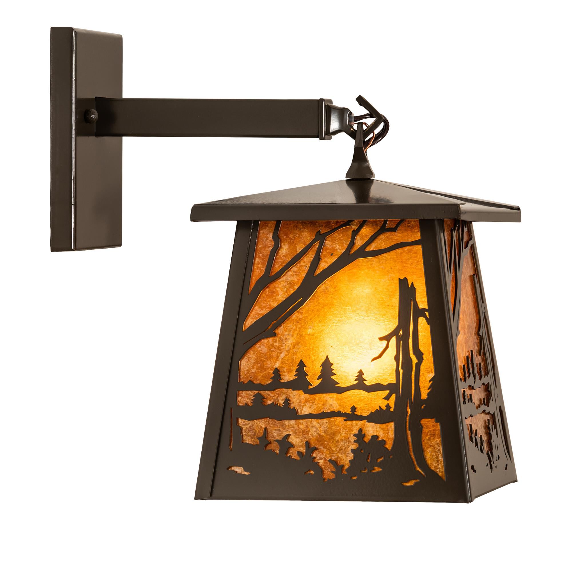 Shown in Timeless Bronze finish and Amber Mica glass