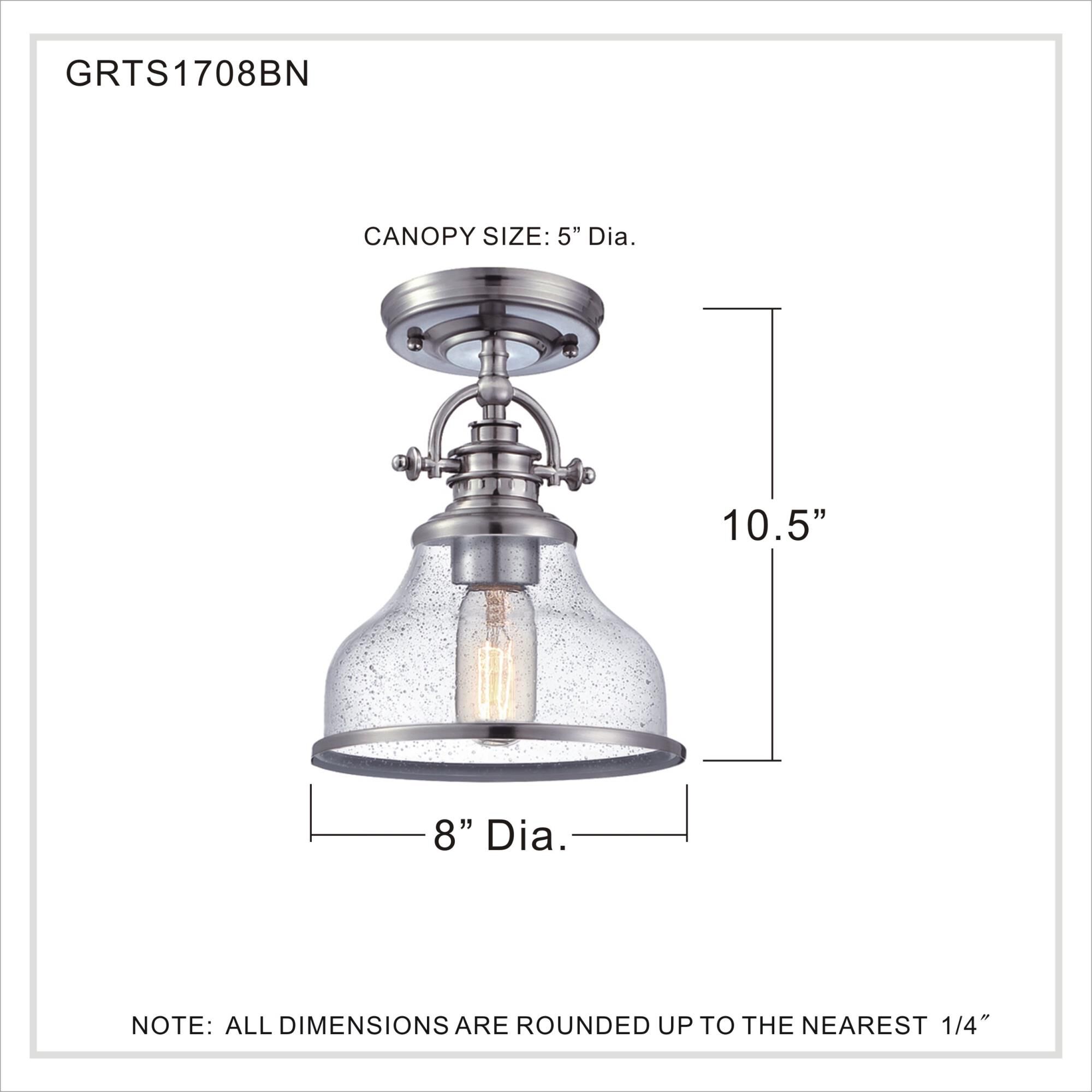 Grant 8 Inch 1 Light Semi Flush Mount by Quoizel