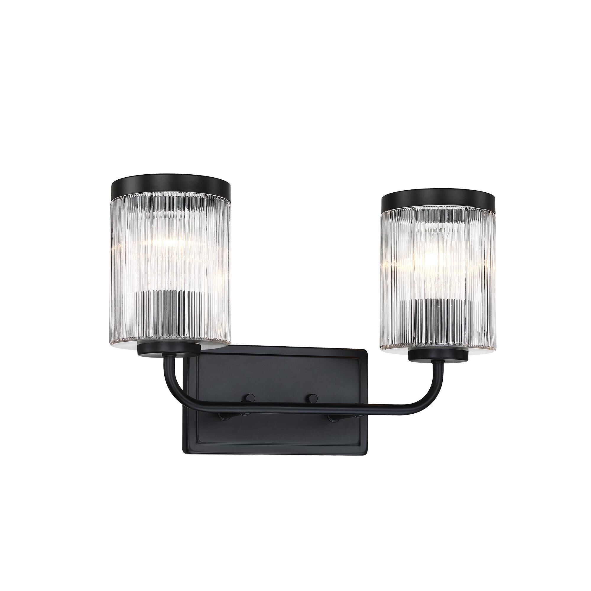 Shown in Matte Black finish and Clear Ribbed glass