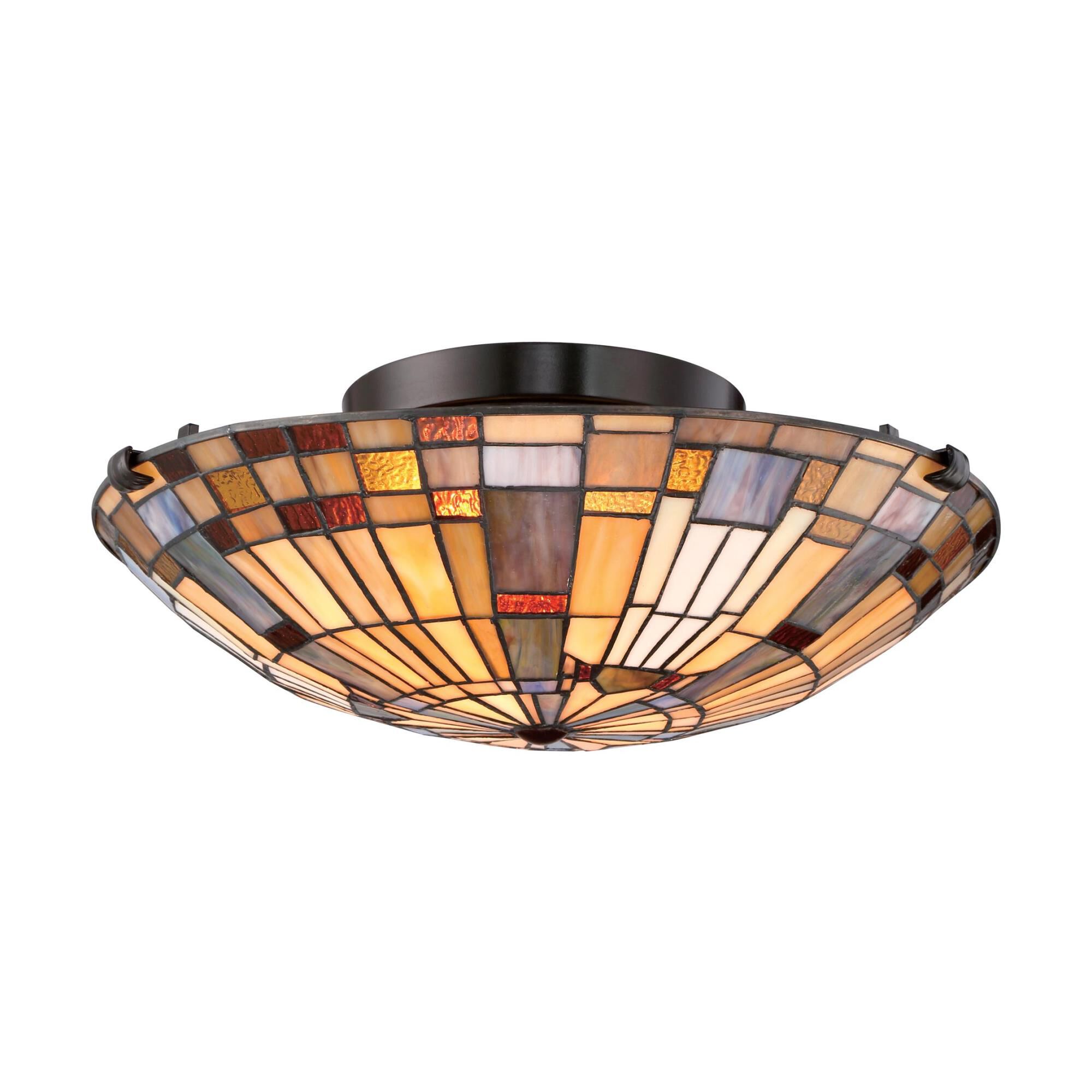 Shown in Valiant Bronze finish and Tiffany glass