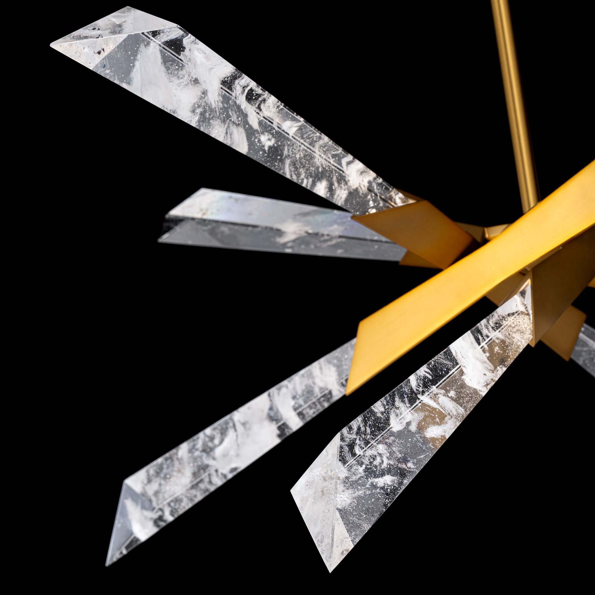 Shown in Aged Brass finish and Optic Haze Quartz crystal