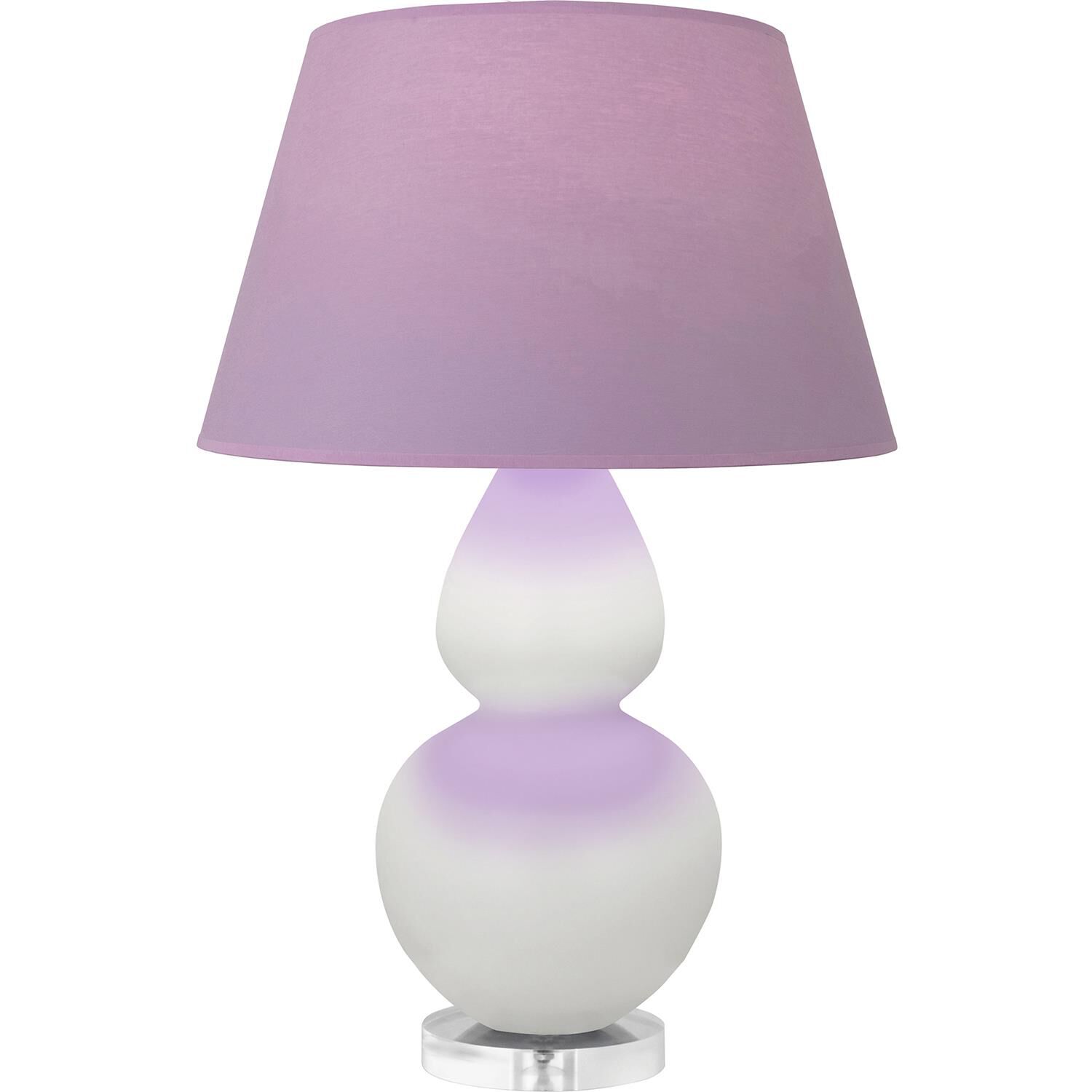 Shown in Matte Lily finish and Lavender and Plum shade and Lucite accent