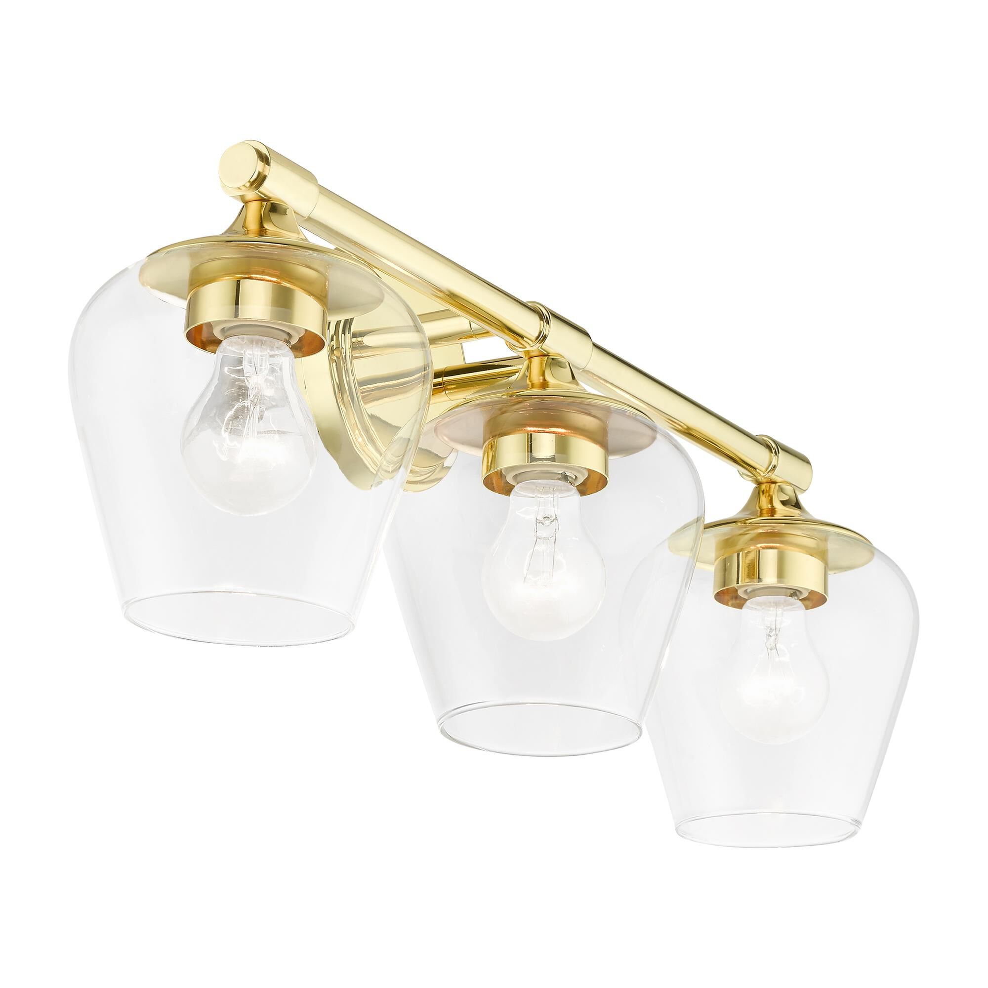 Shown in Polished Brass finish and Clear glass