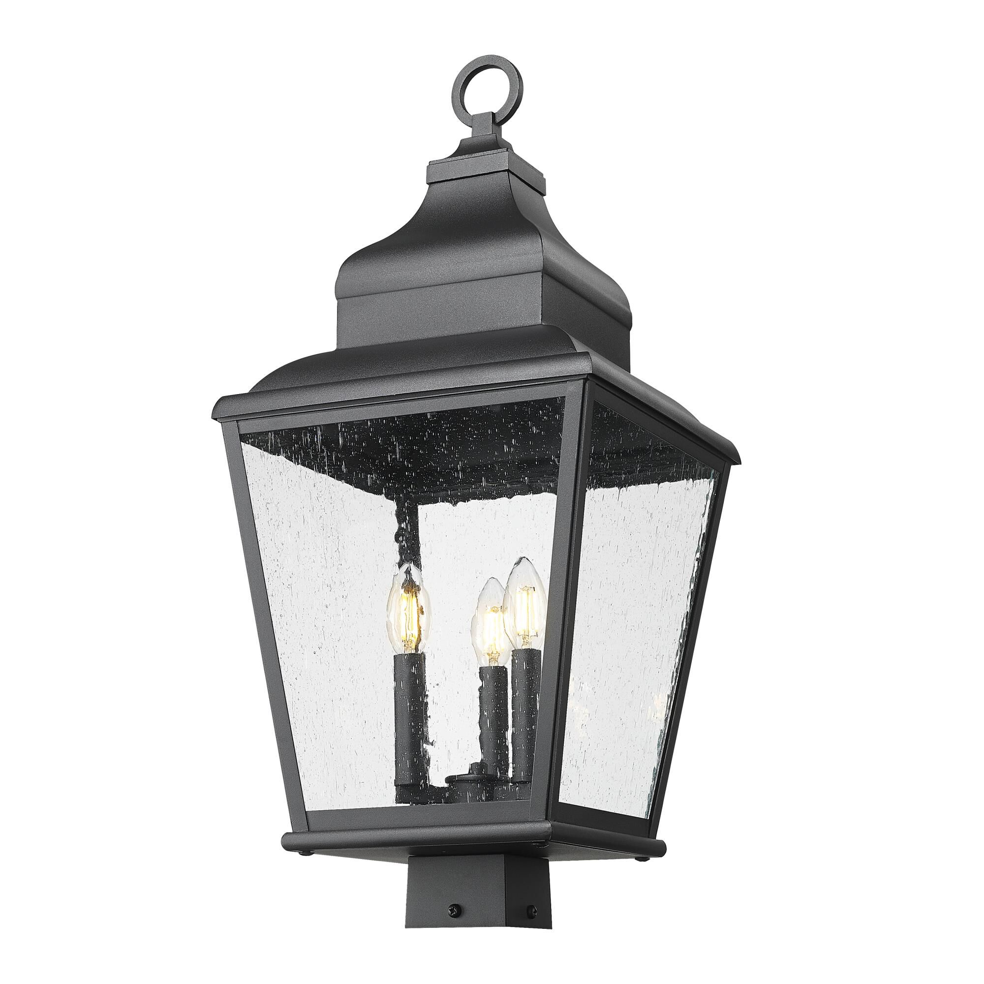 Shown in Sand Black finish and Clear Seedy glass