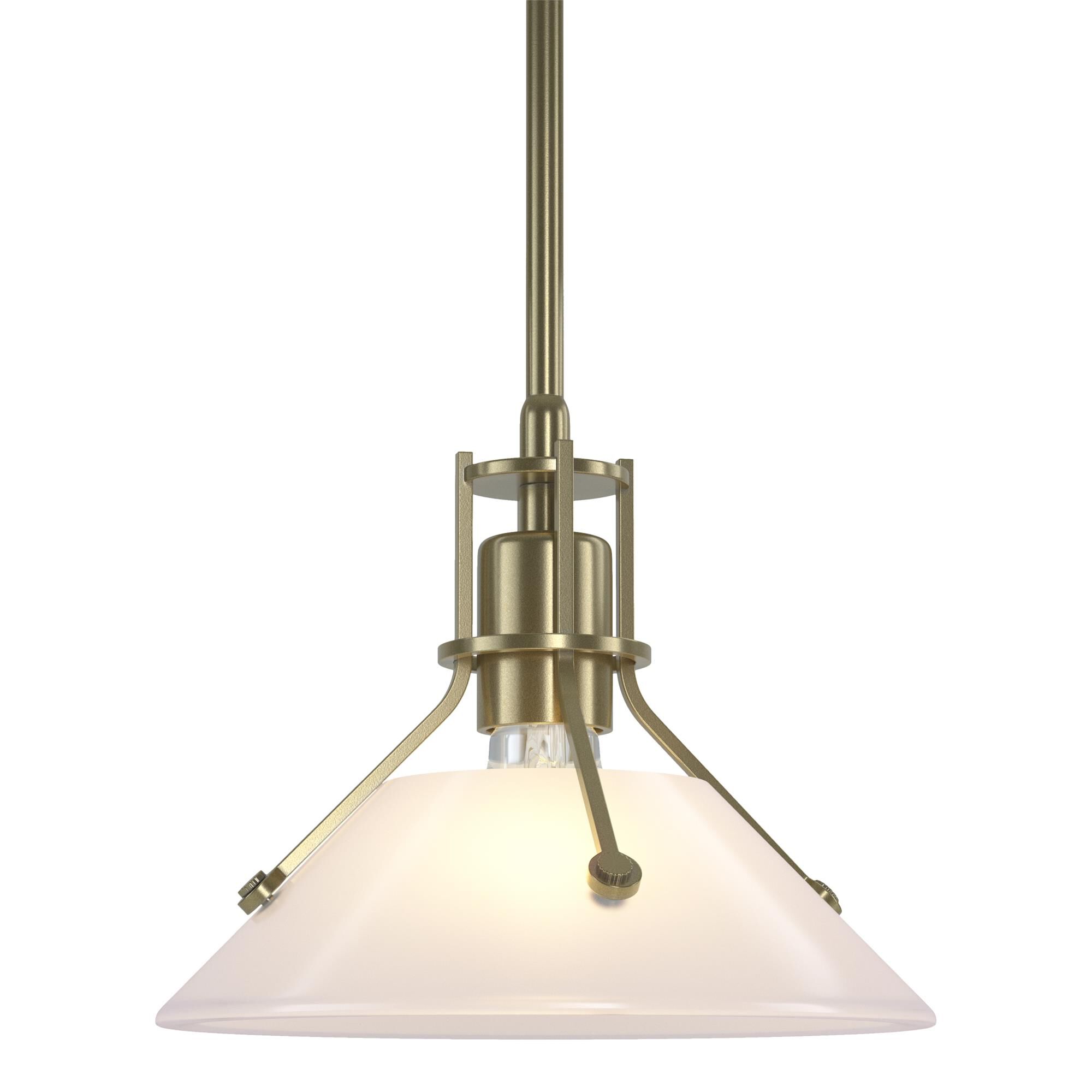 Shown in Modern Brass finish and Frosted glass