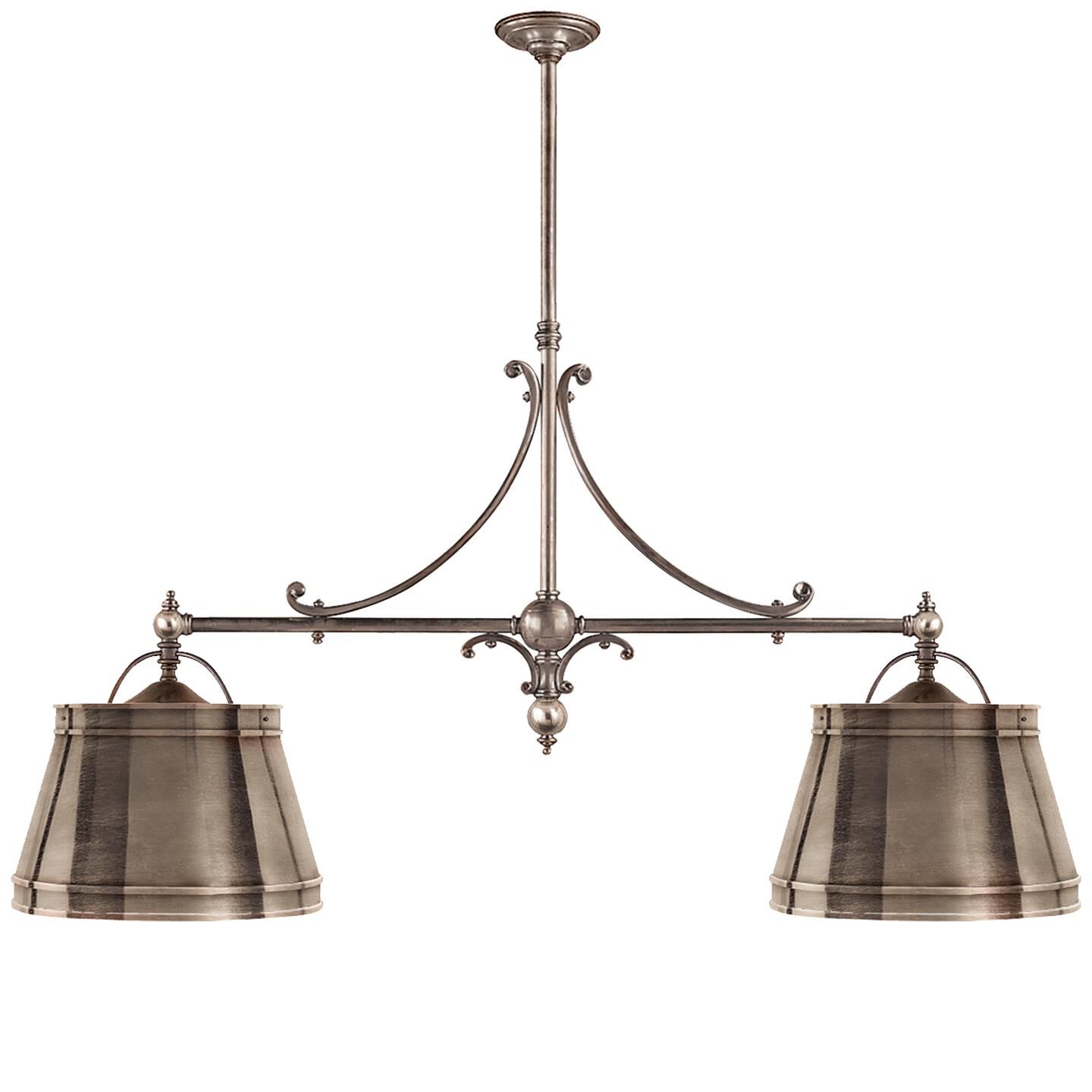 Shown in Antique Nickel finish and Antique Nickel shade