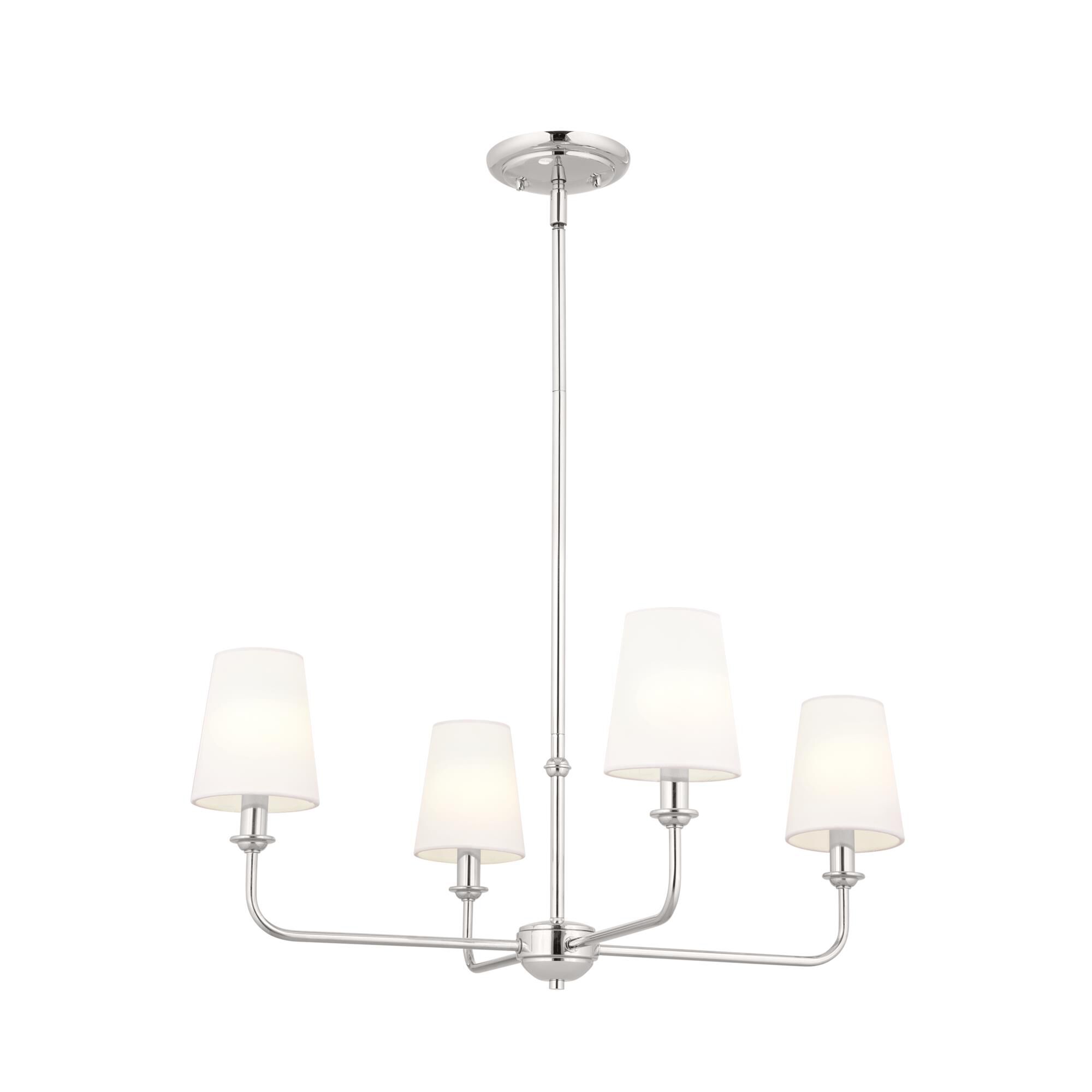 Shown in Polished Nickel finish and Fabric and Bell shade