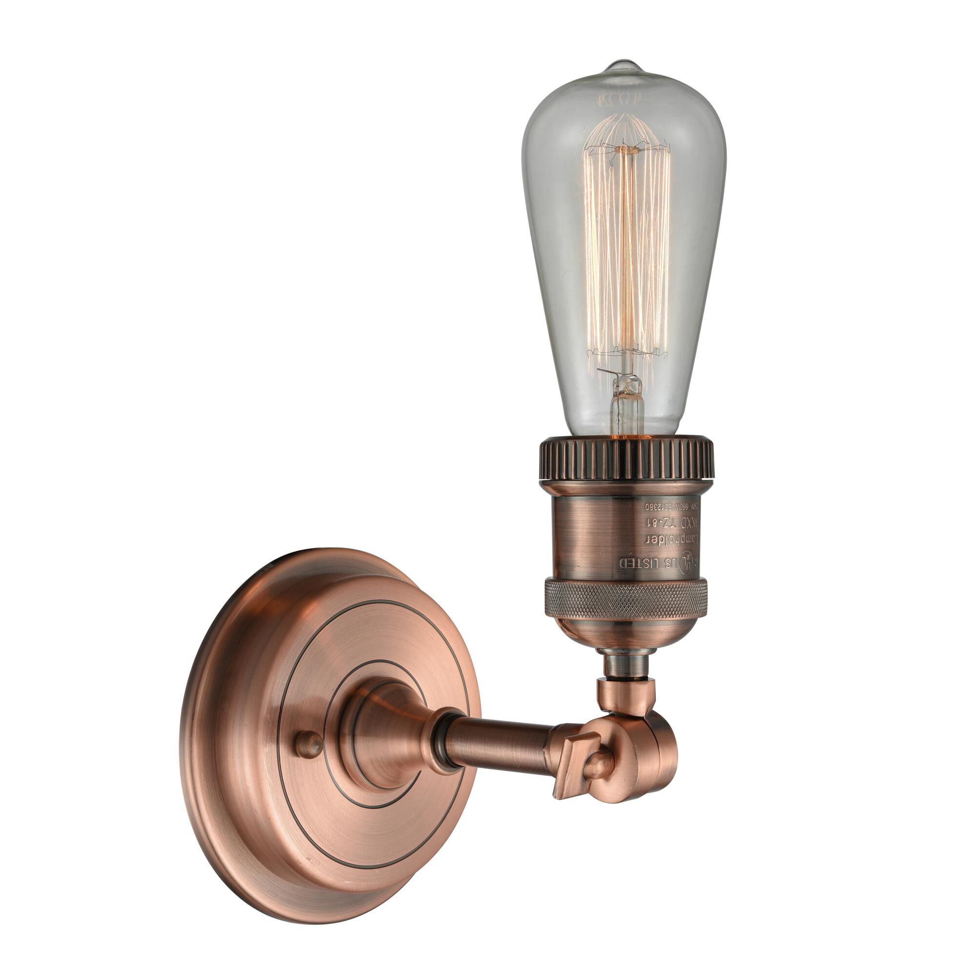 Shown in Antique Copper finish and Antique Copper glass and Matte Black shade and No Accent accent