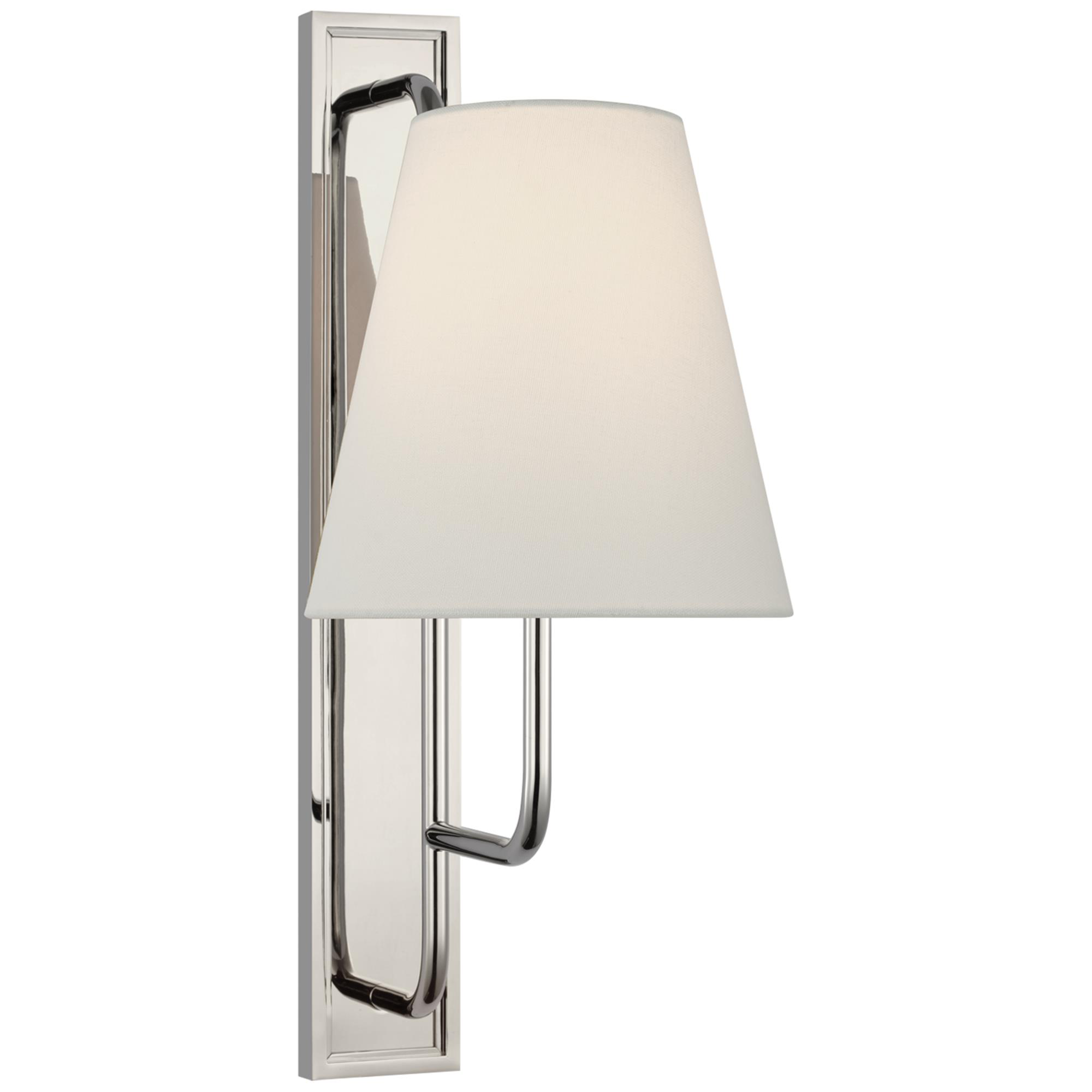 Shown in Polished Nickel finish and Linen shade