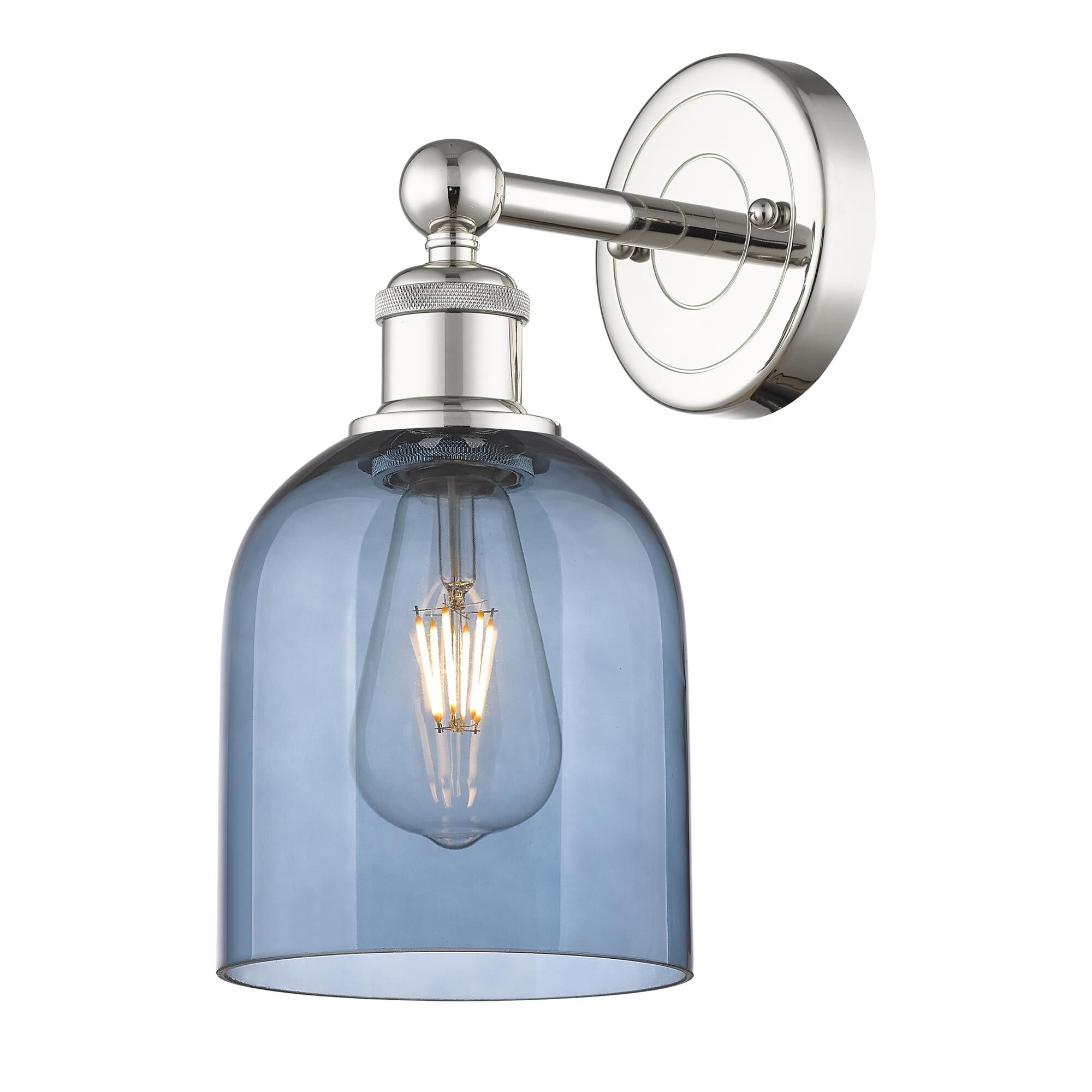 Shown in Polished Nickel finish and Princess Blue glass