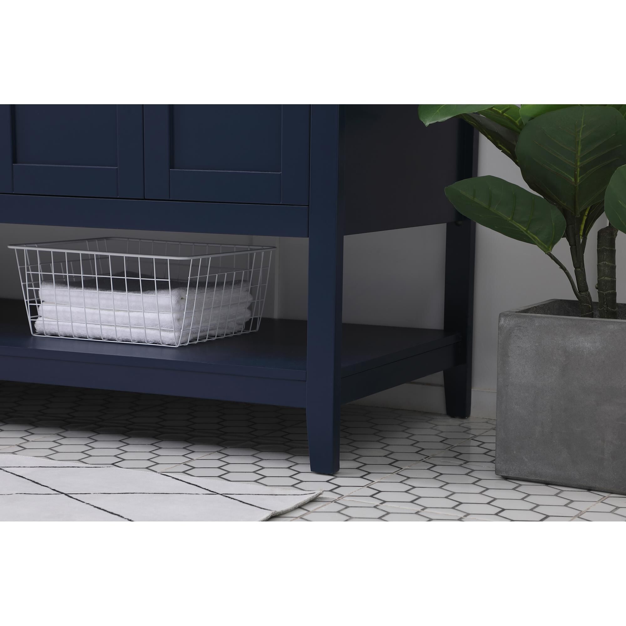 Shown in Blue And Gold With Calacatta Quartz finish