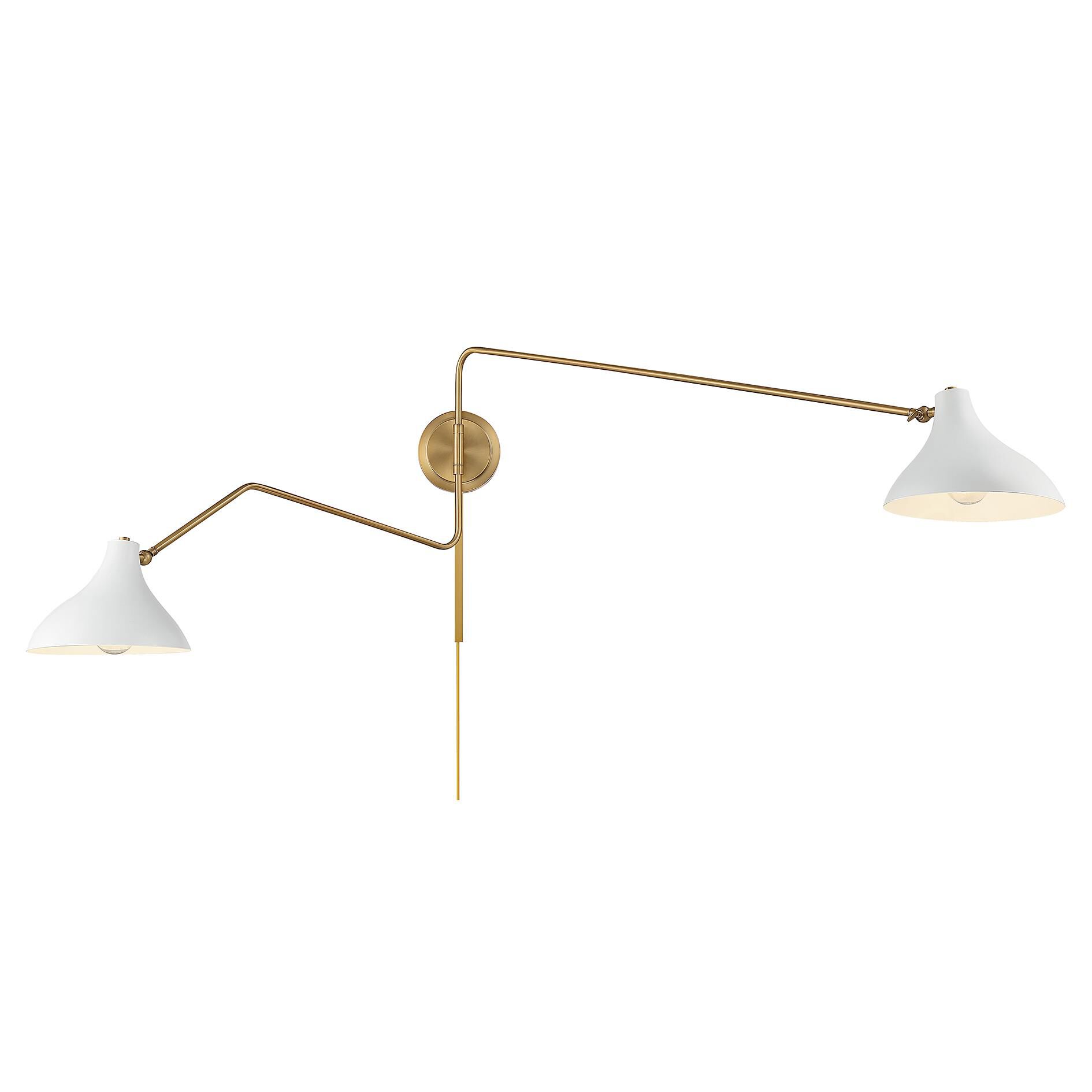 Shown in White with Natural Brass finish and White Metal shade