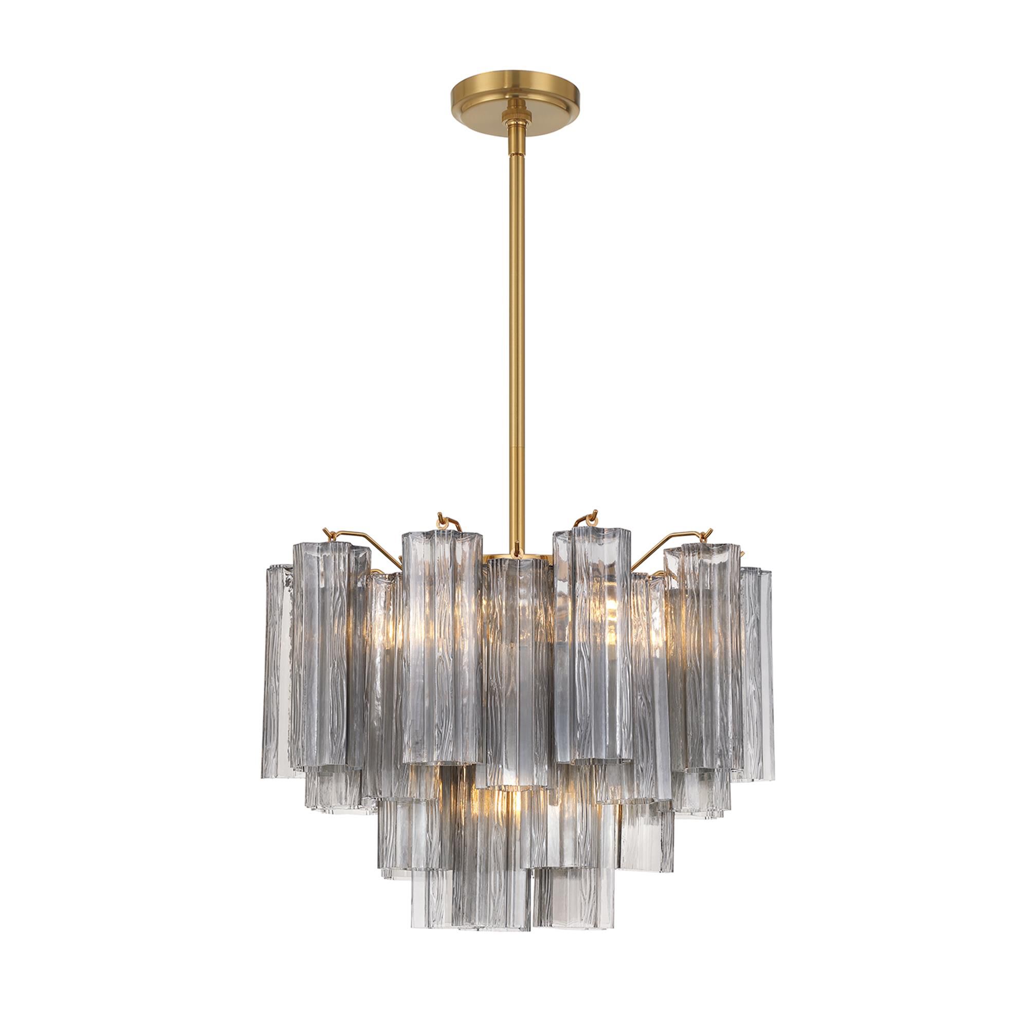 Shown in Aged Brass finish and Tronchi Smoke glass