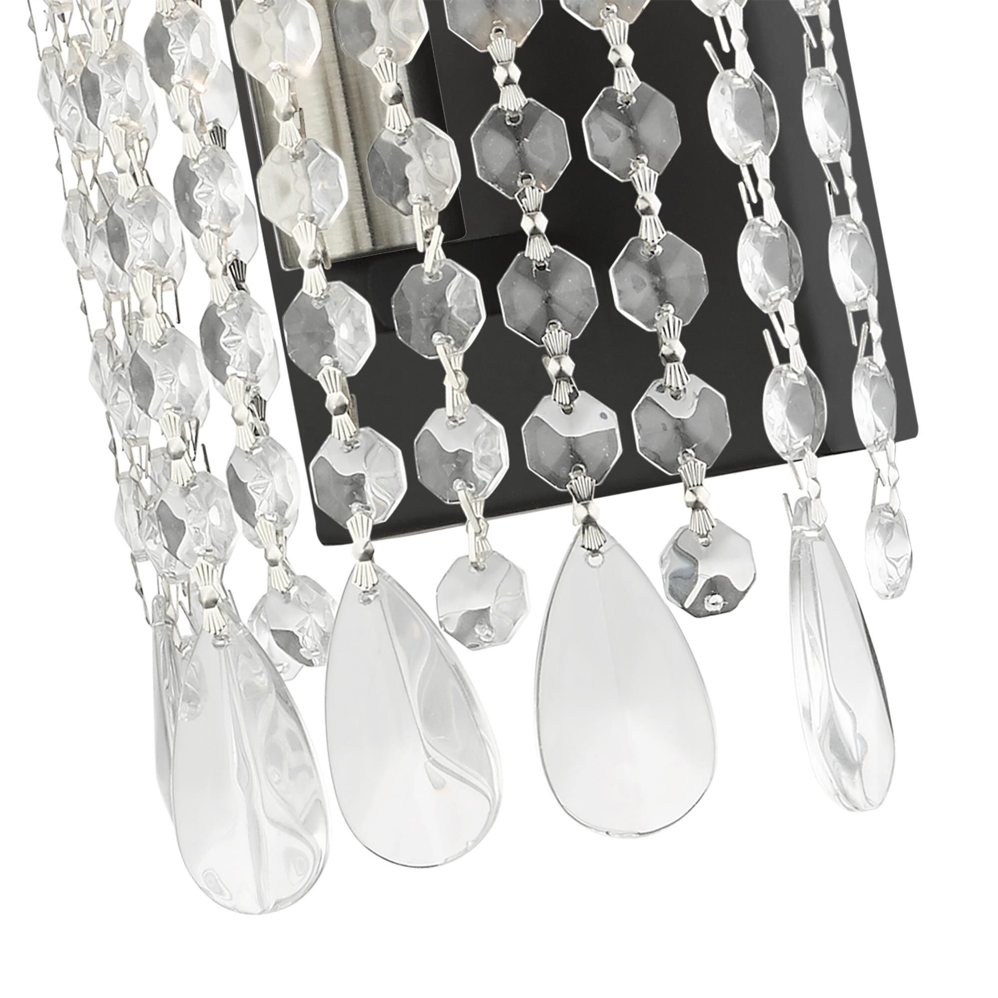 Shown in Black finish and Hand Assembled Crystal Shade glass