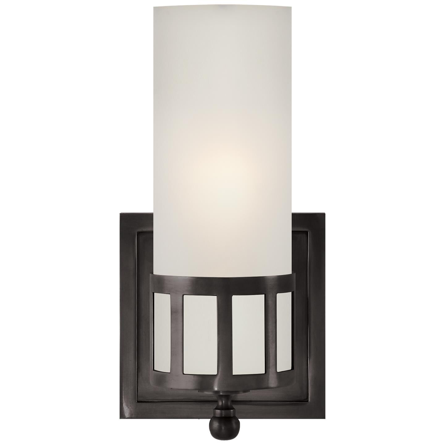 Shown in Bronze finish and Frosted glass