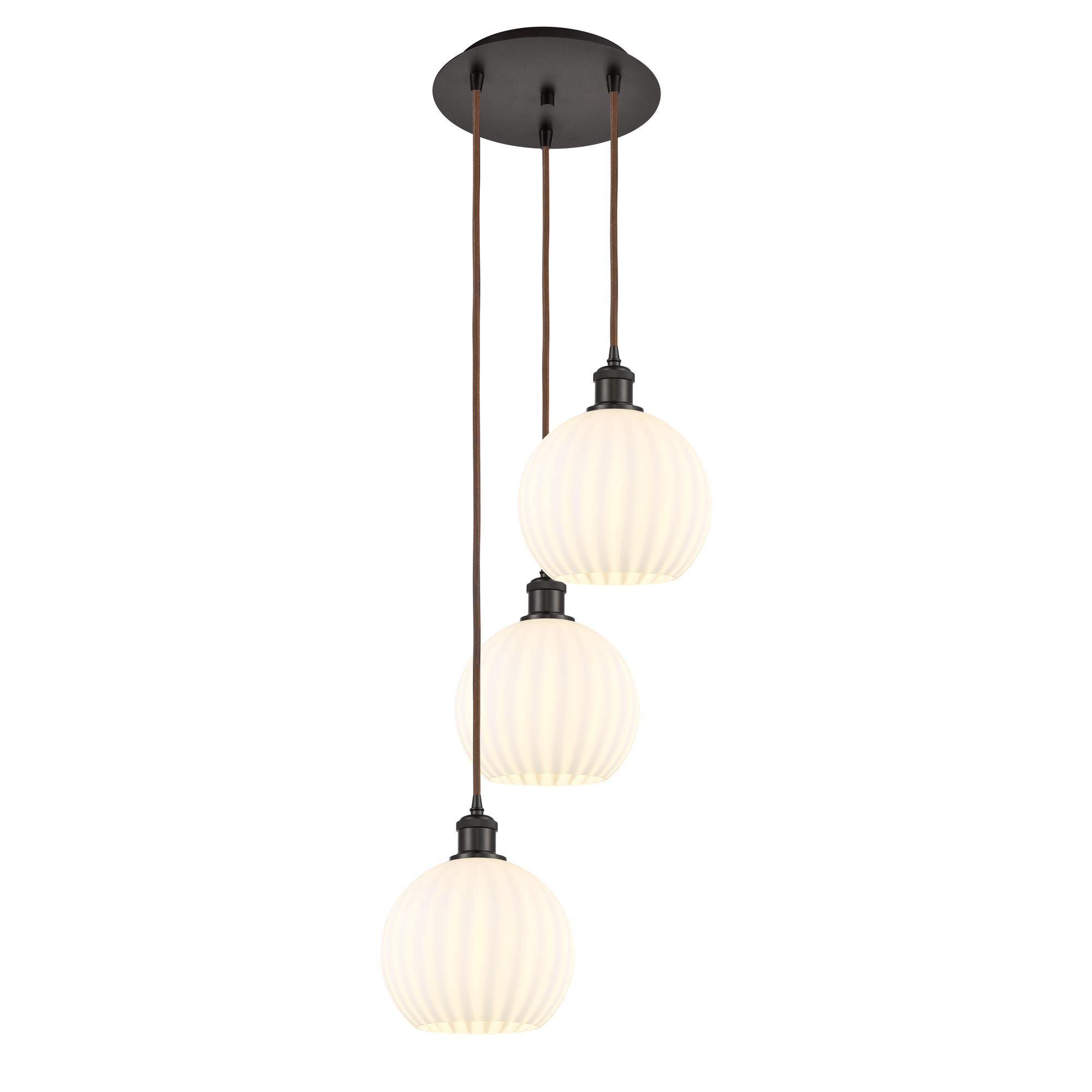 Shown in Oil Rubbed Bronze finish and White Venetian glass
