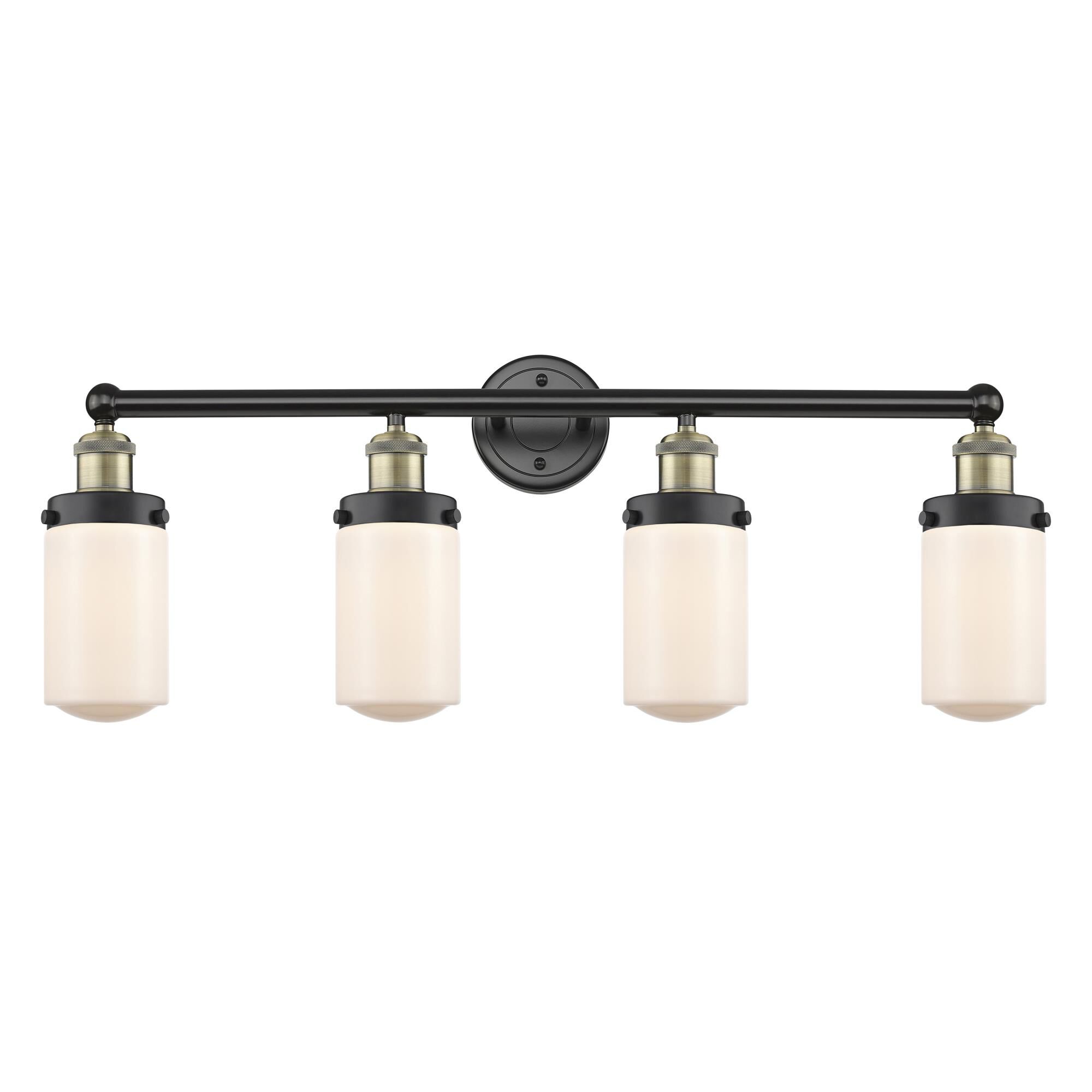 Shown in Black Antique Brass finish and Matte White glass