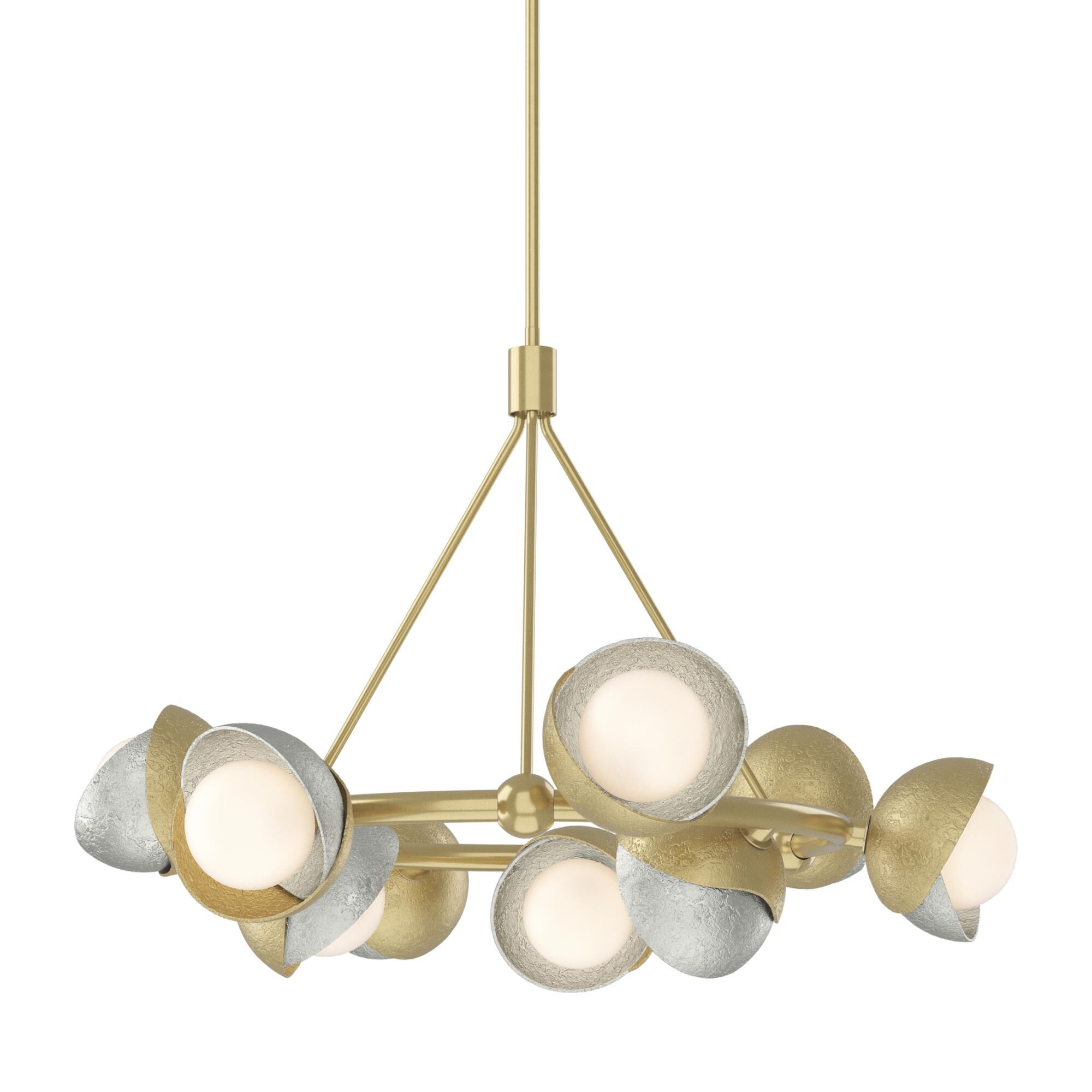 Shown in Modern Brass finish and Opal glass and Opal Glass shade