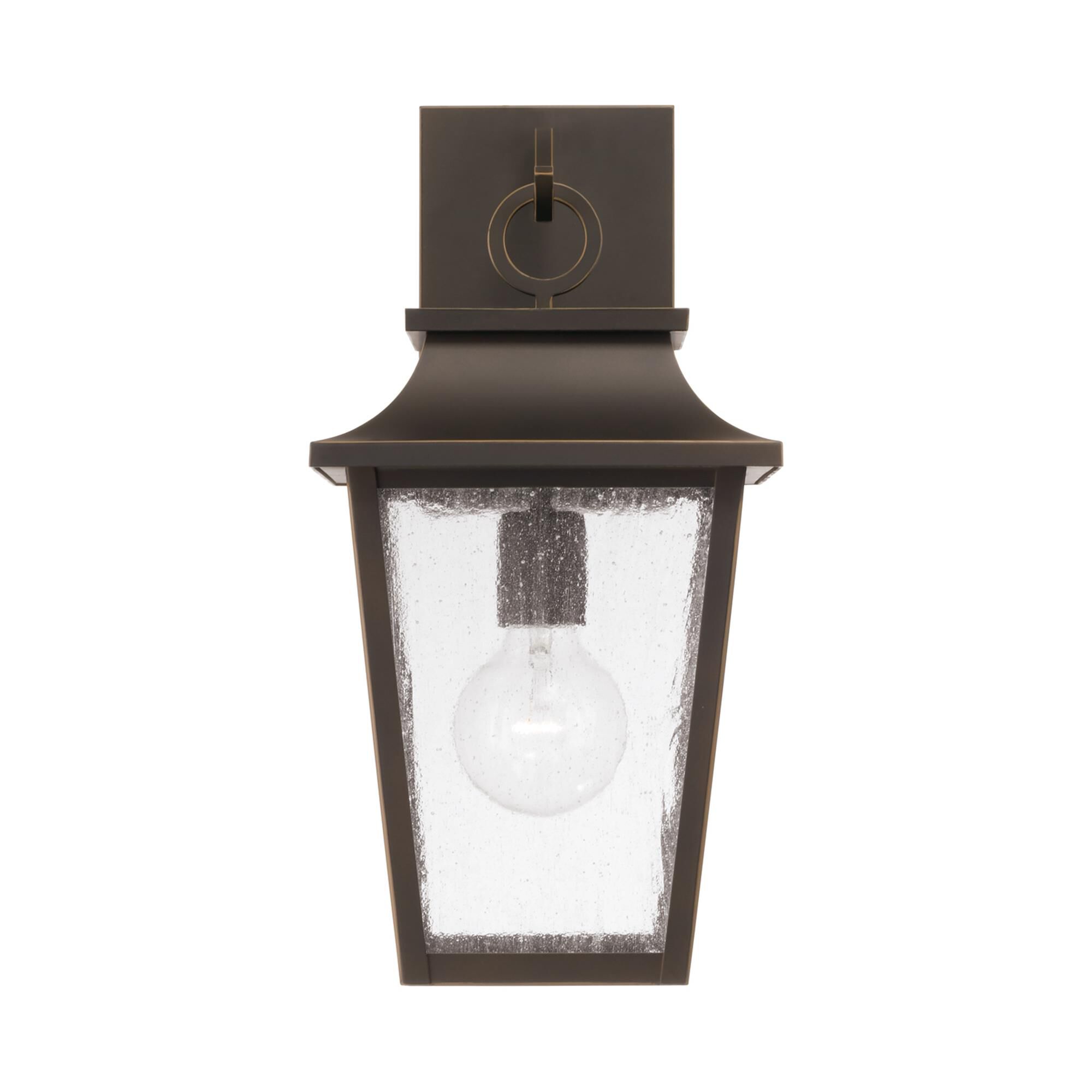Shown in Oiled Bronze finish and Antiqued glass