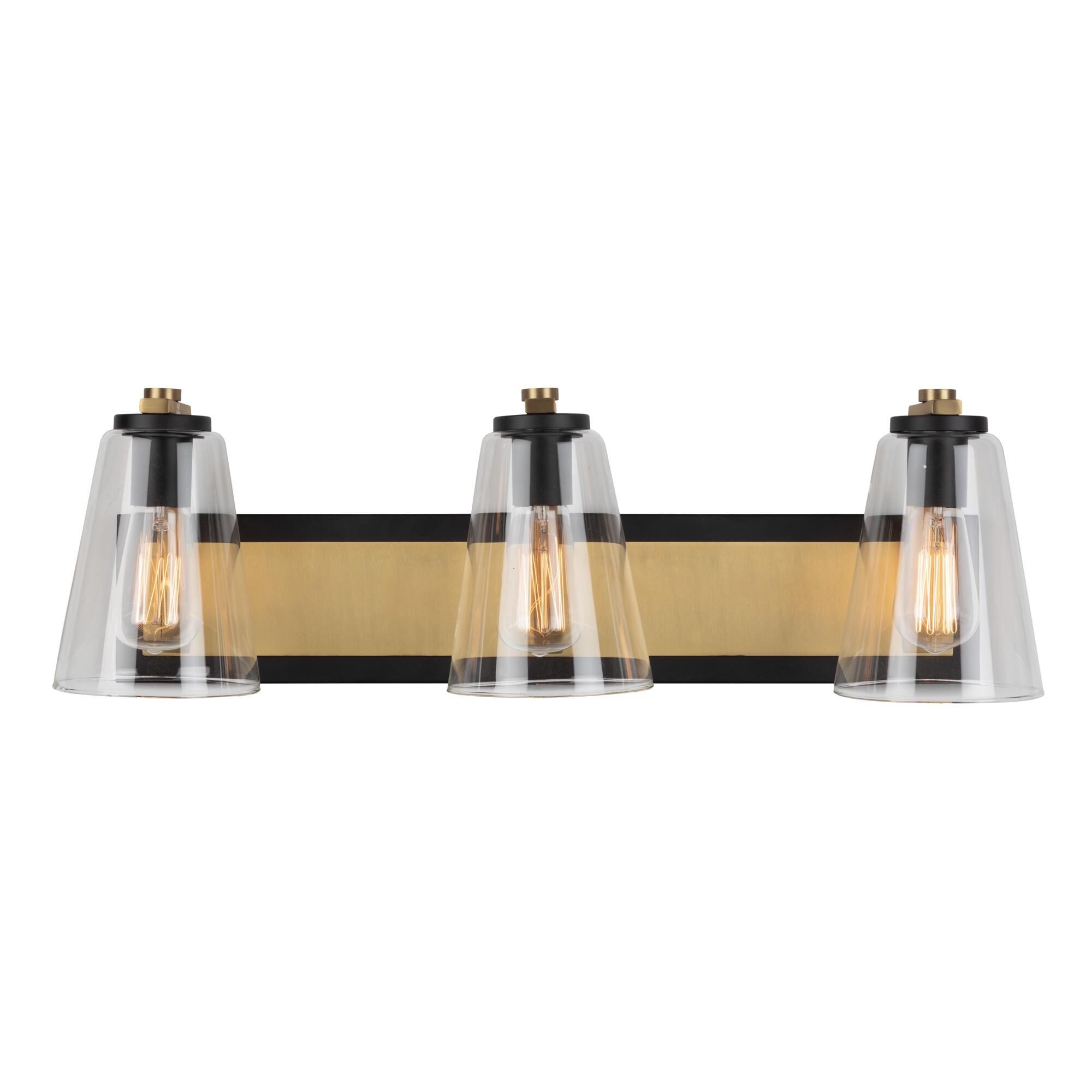Shown in Black & Brass finish and Glass shade