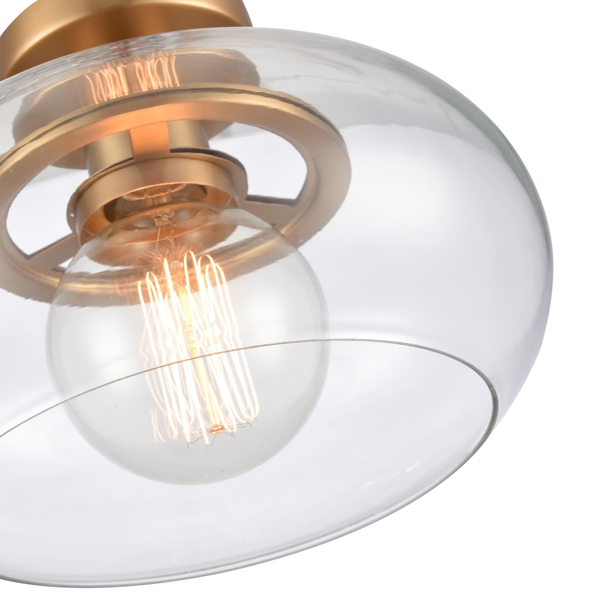 Shown in Brushed Gold finish and Clear Handblown  Shade glass and Clear Handblown Glass shade