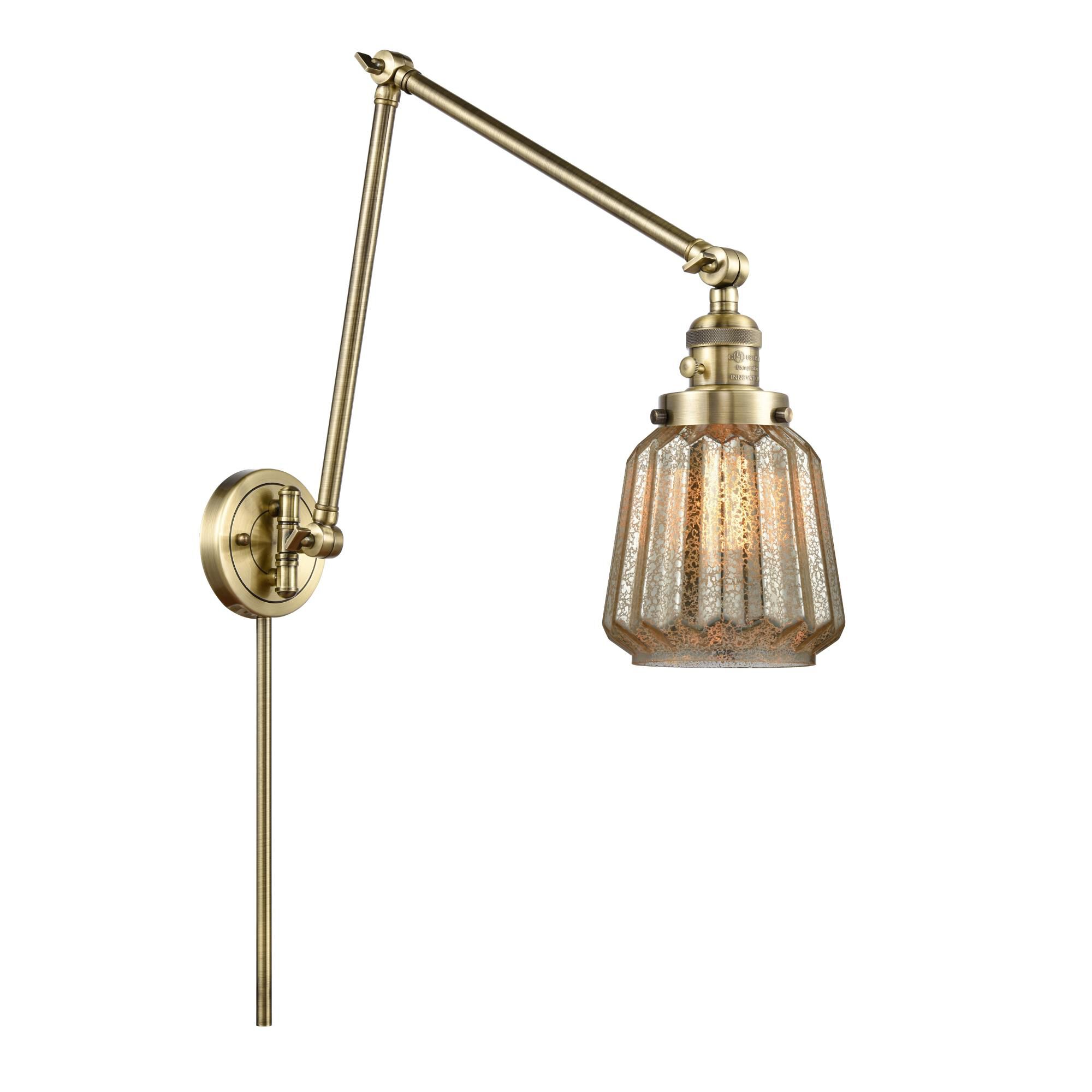 Shown in Antique Brass finish and Mercury Plated Chatham glass