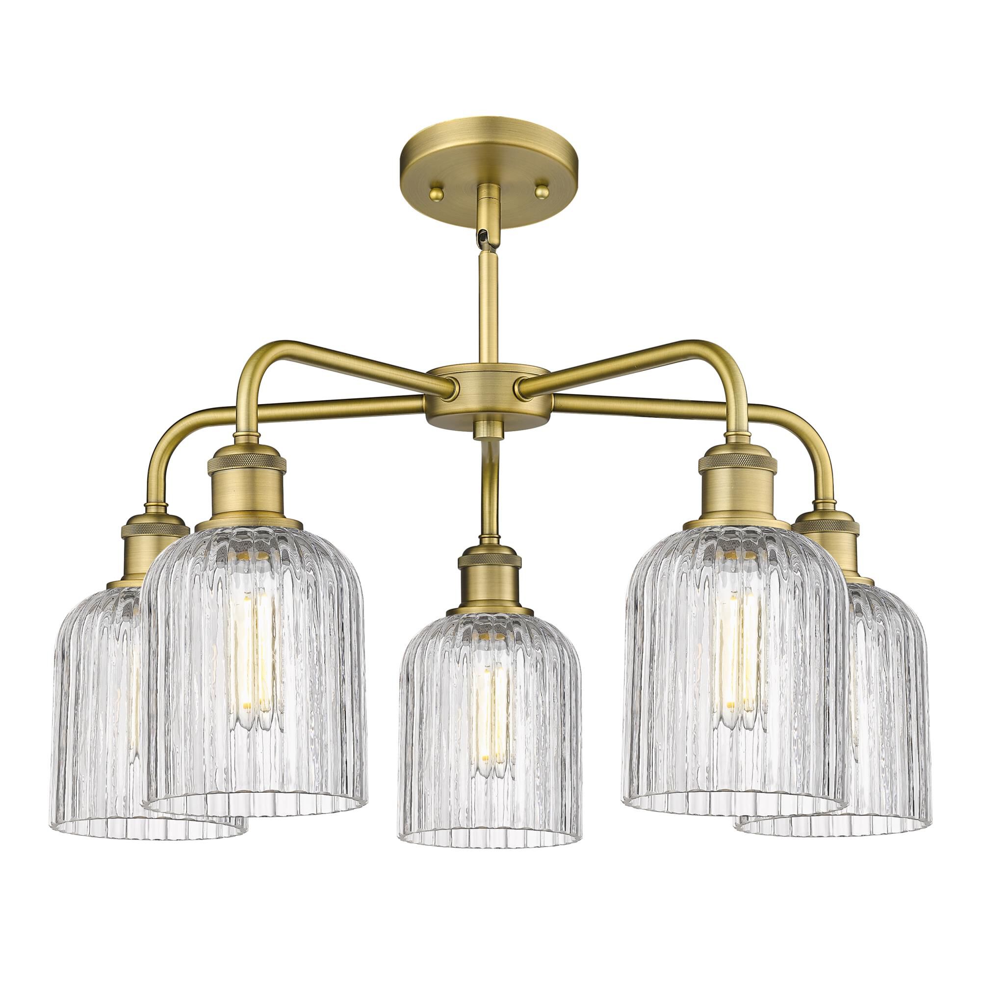 Shown in Brushed Brass finish and Clear glass