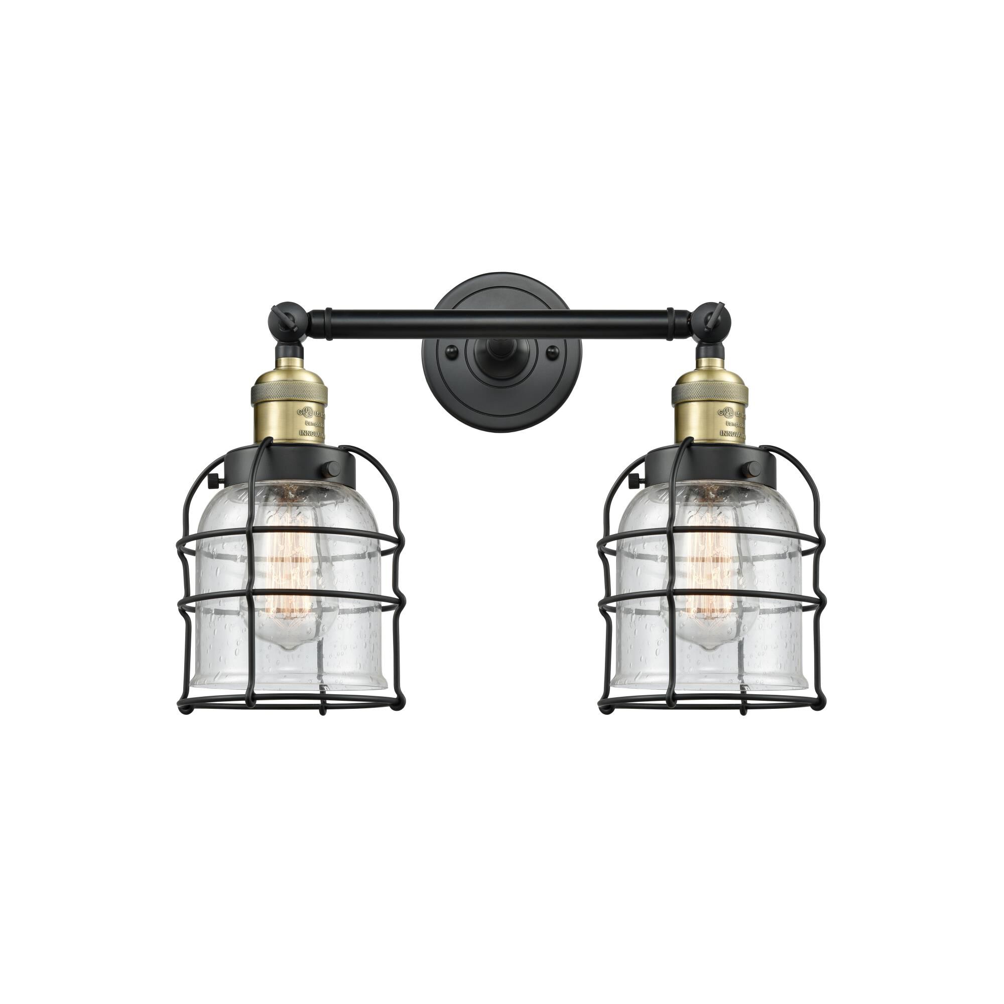 Shown in Black Antique Brass finish and Seedy glass