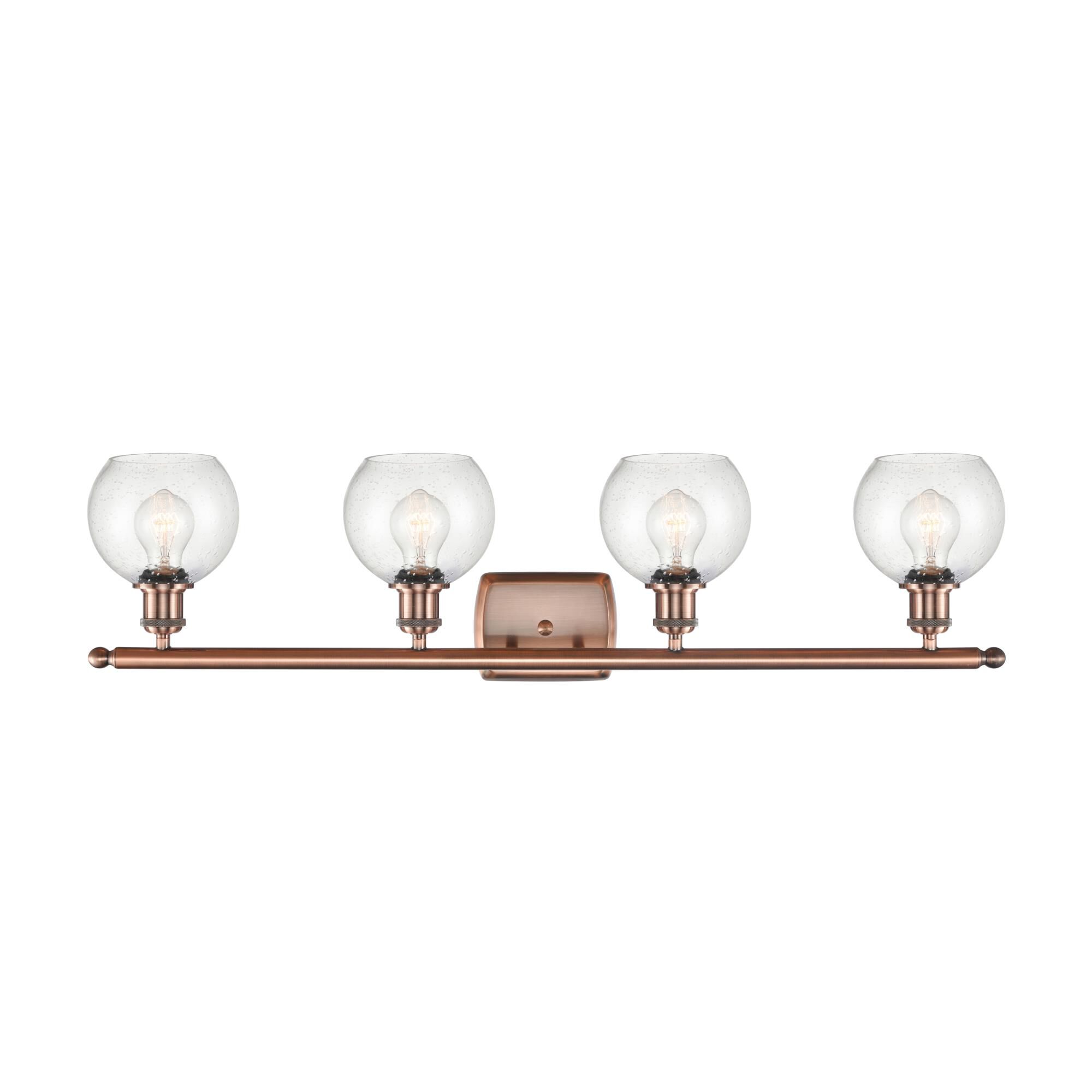 Shown in Antique Copper finish and Seedy Athens glass and No Shade shade