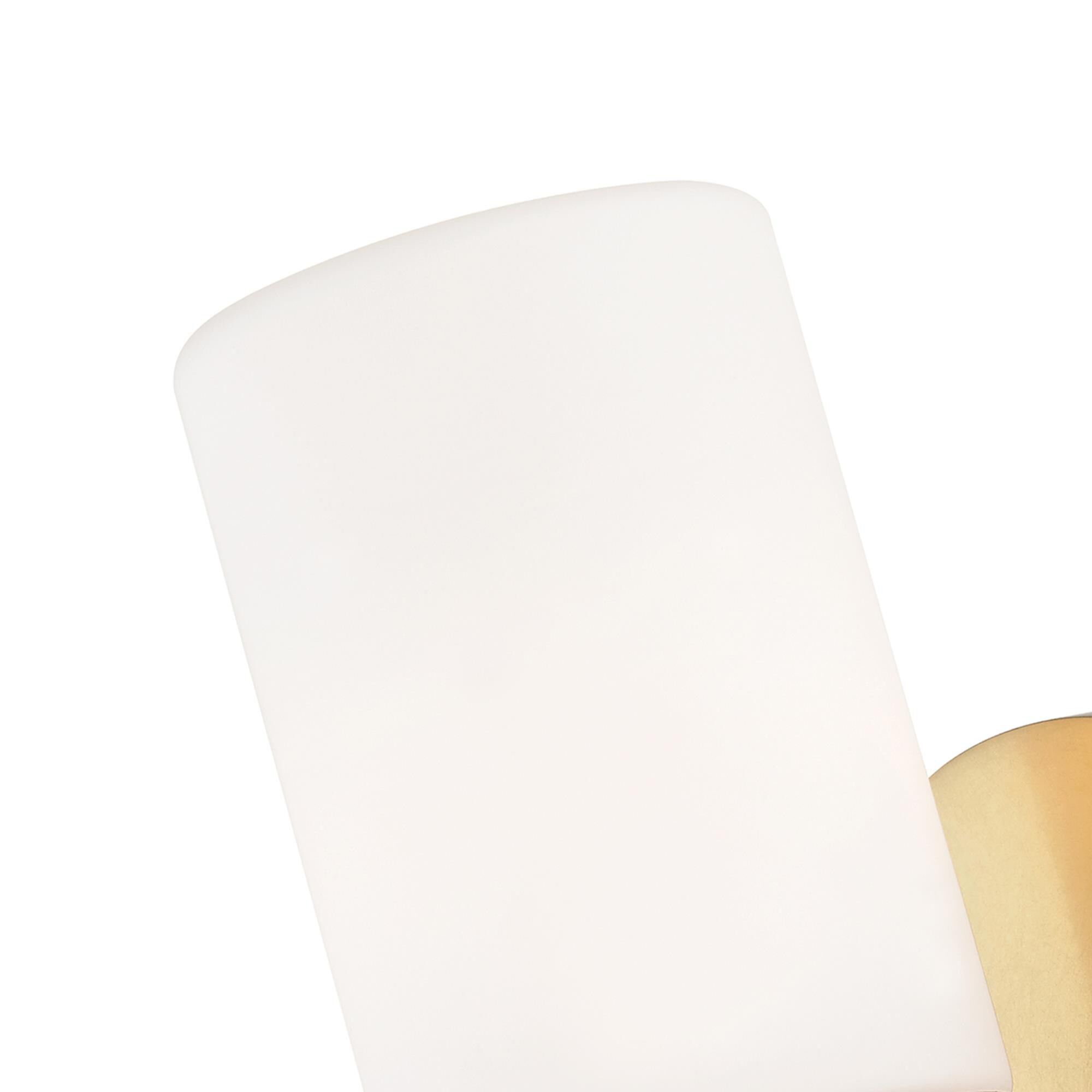 Shown in Aged Brass finish and Opal Matte glass