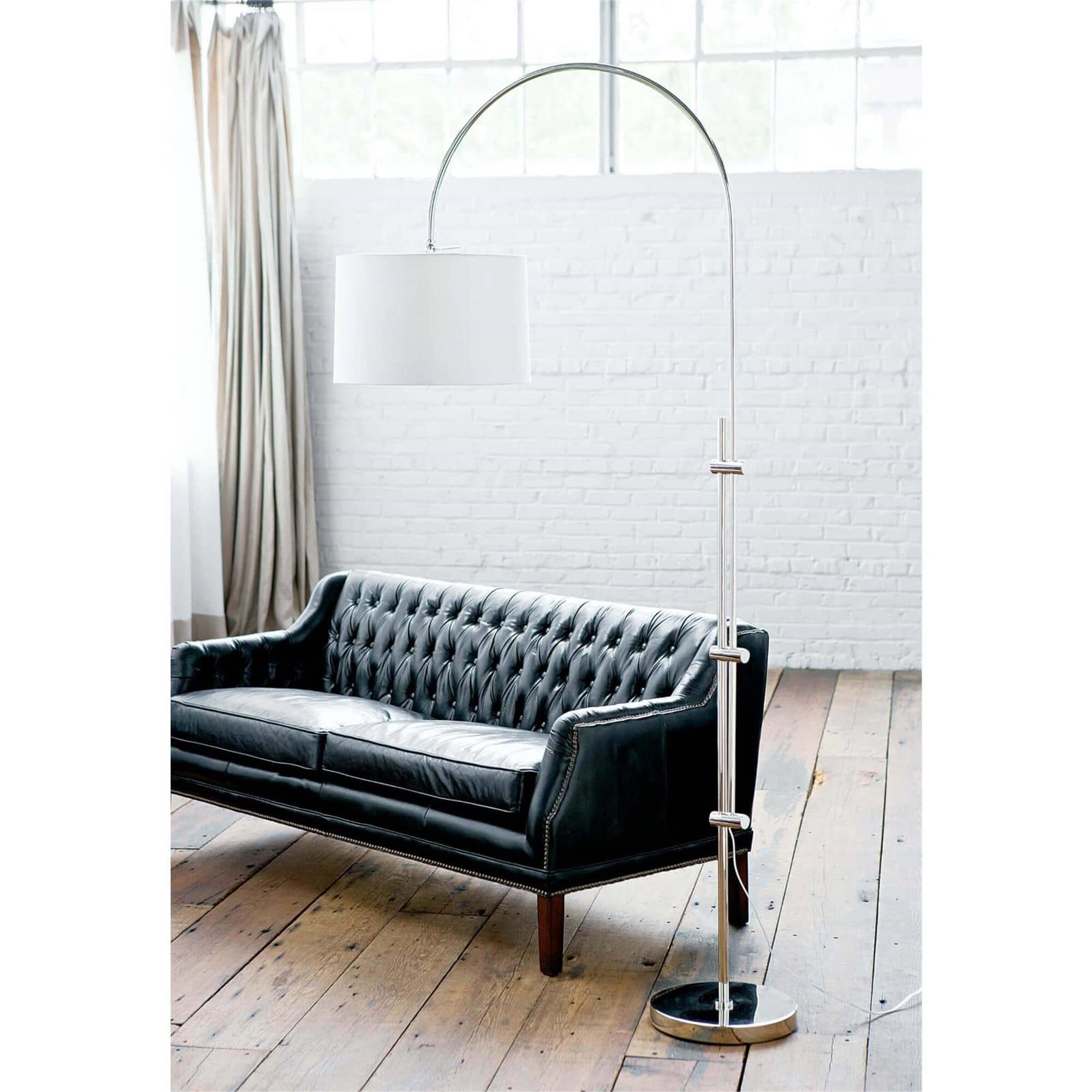 Shown in Polished Nickel finish and Linen shade