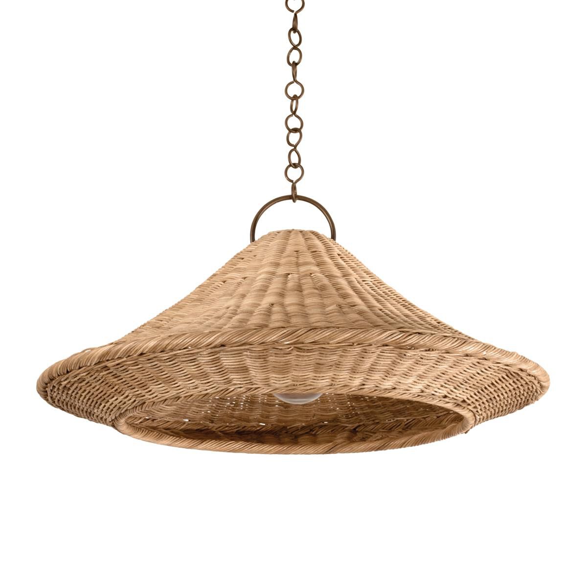 Shown in Bronze Leaf finish and Natural Rattan shade