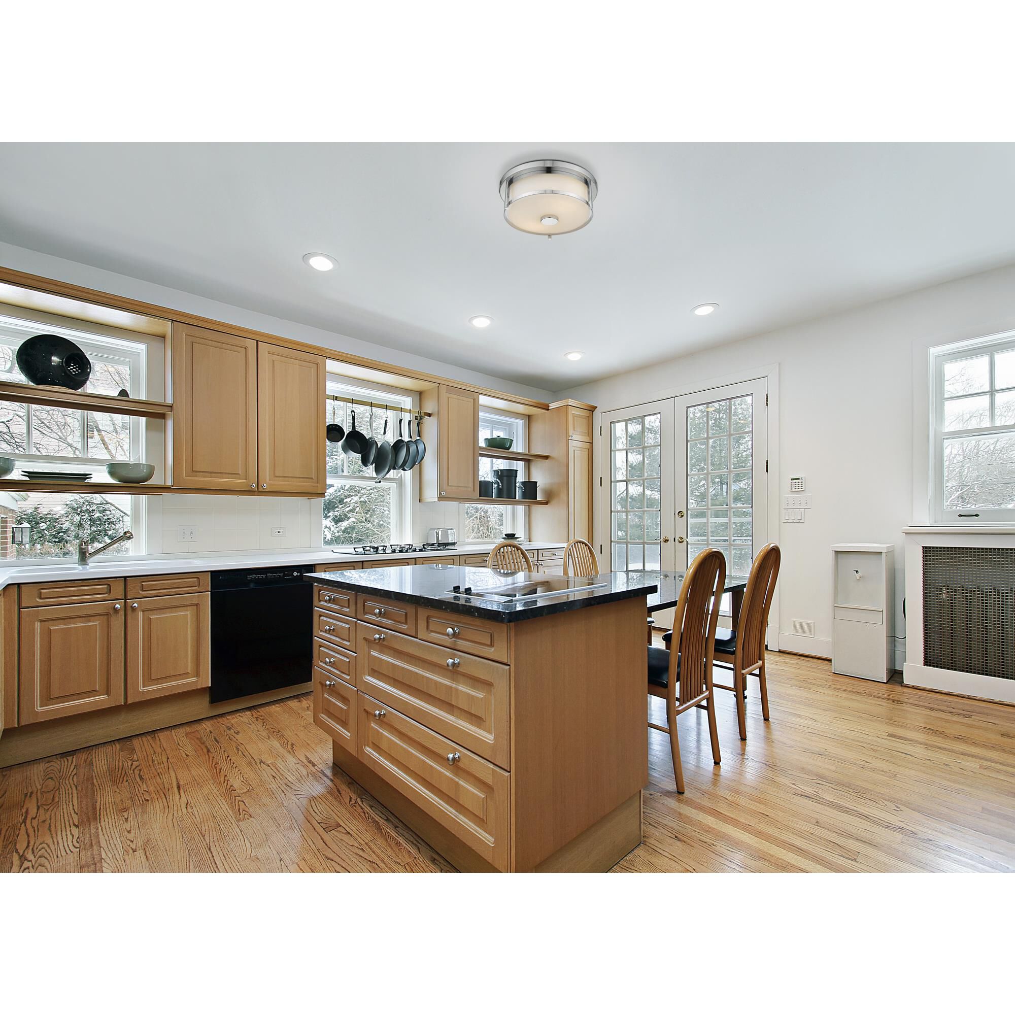 Shown in Chrome finish and Glass shade