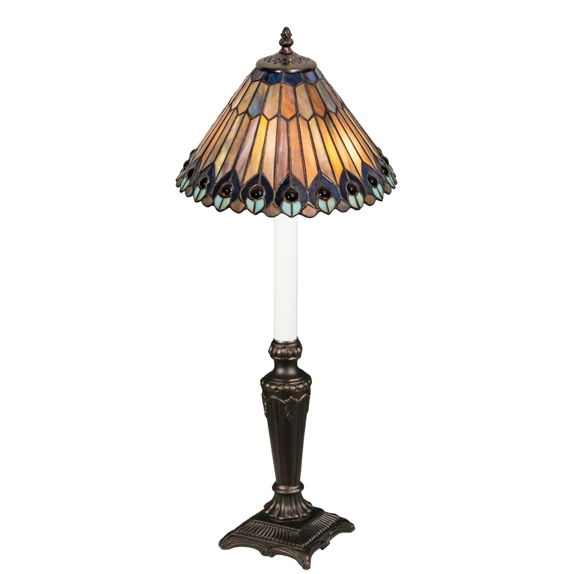 Tiffany Jeweled Peacock 23 Inch Table Lamp by Meyda Lighting