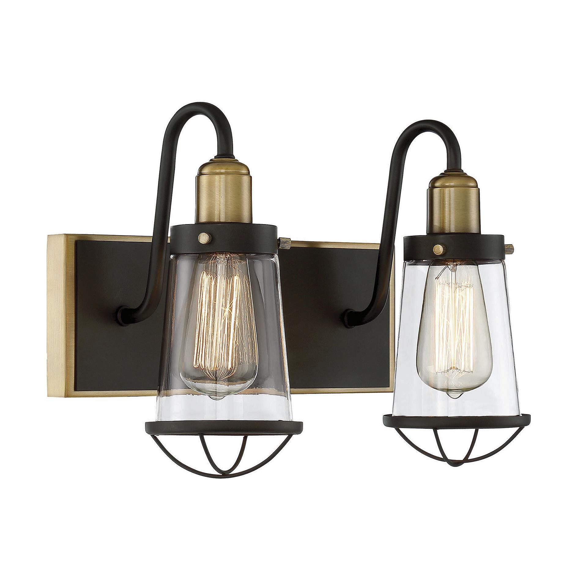 Shown in English Bronze & Warm Brass finish and Clear glass