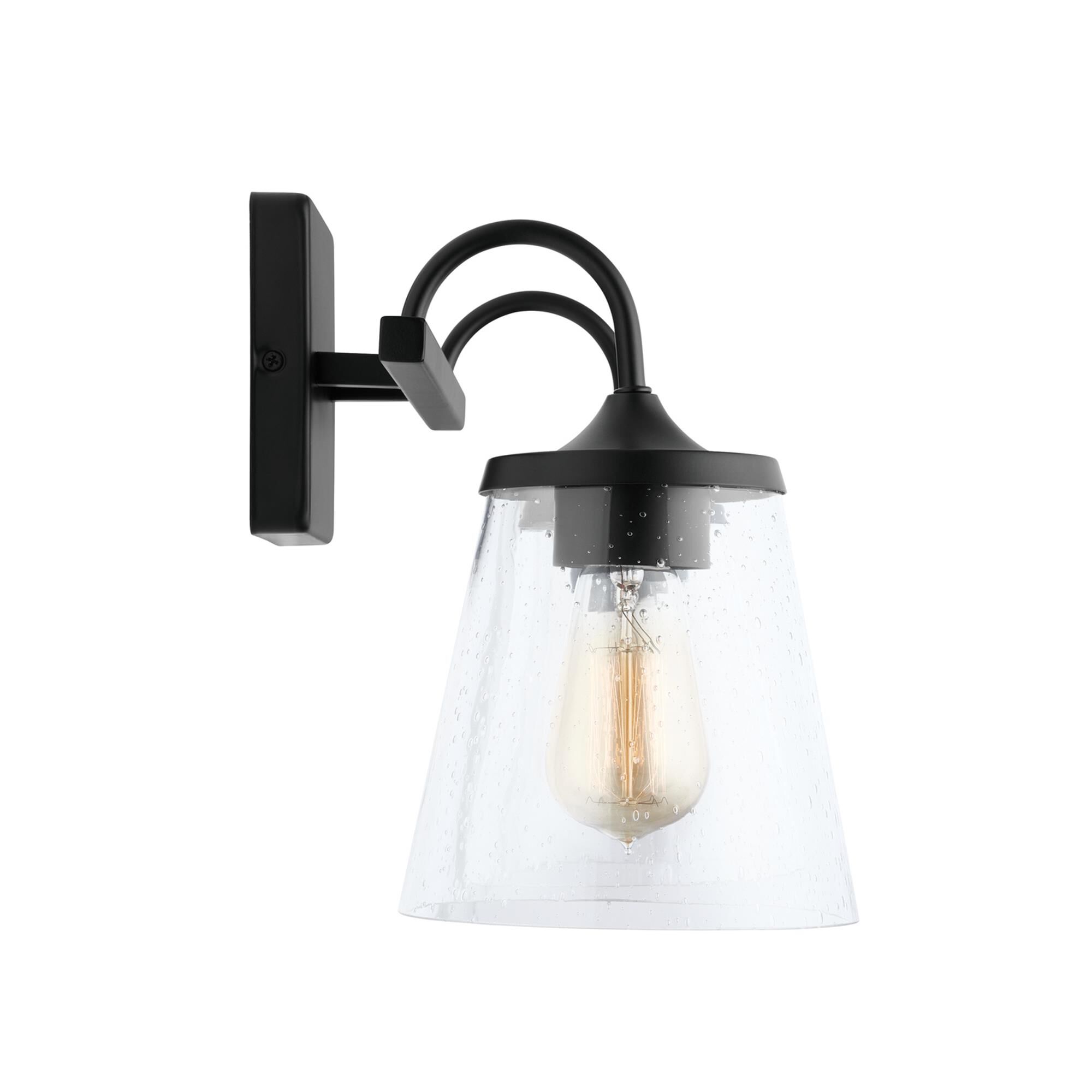 Shown in Matte Black finish and Clear Seeded glass