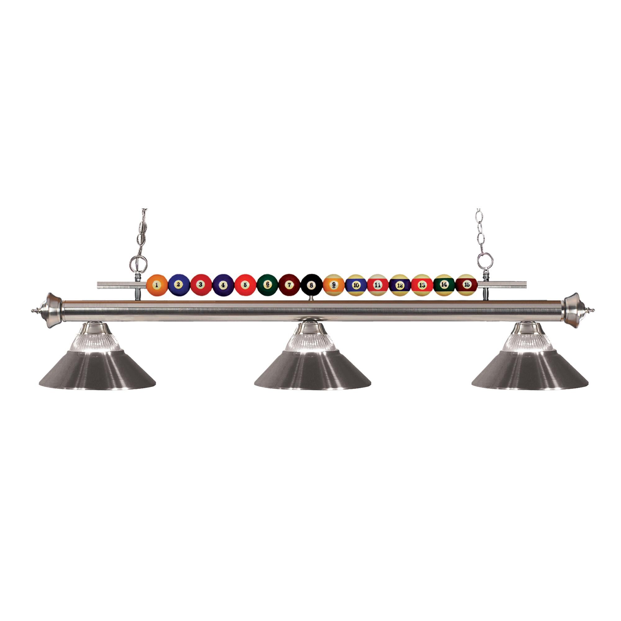 Shown in Brushed Nickel finish and + Steel glass and Glass + Steel shade