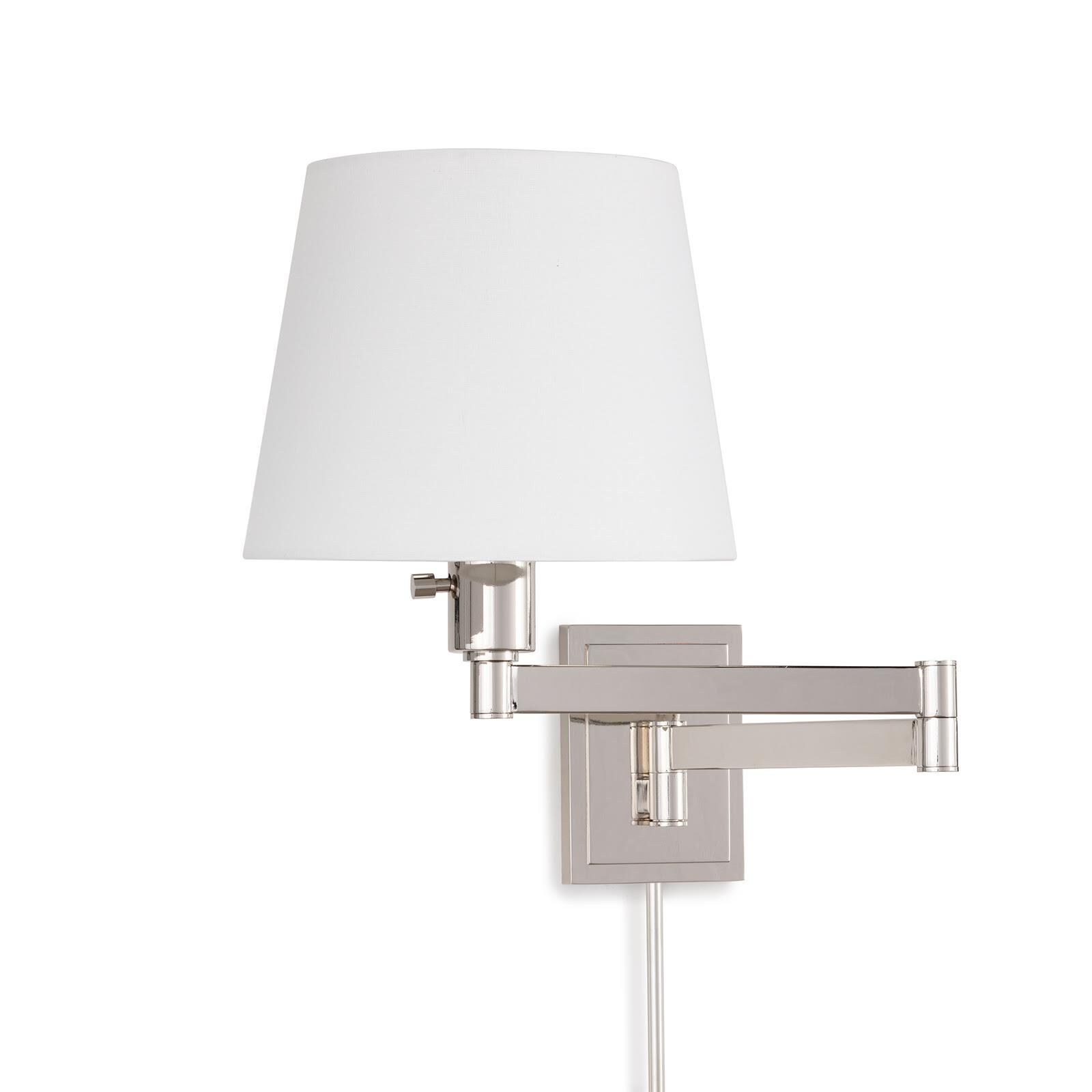 Shown in Polished Nickel finish and Linen shade