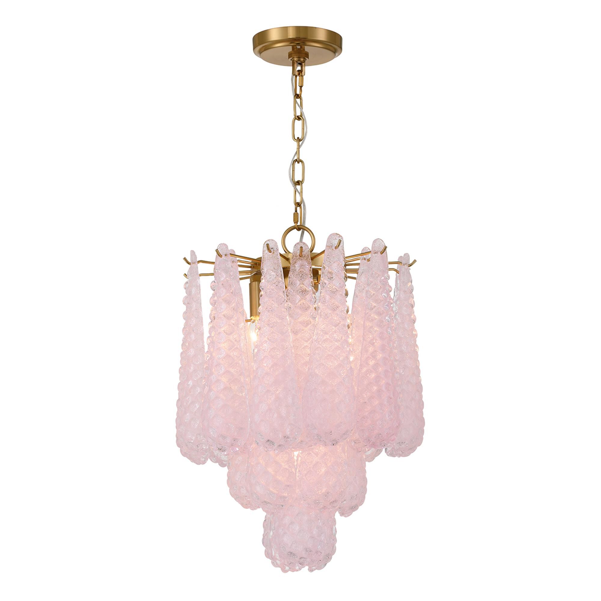 Shown in Aged Brass finish and Sand Blush glass