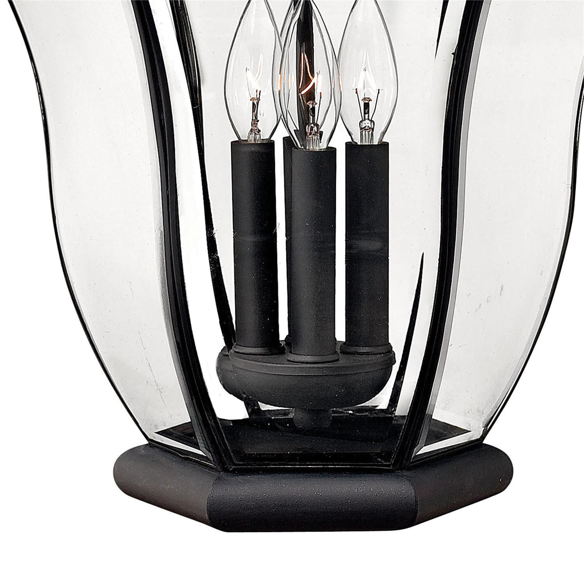 Shown in Museum Black finish and Clear, Bent, Beveled And Bound glass