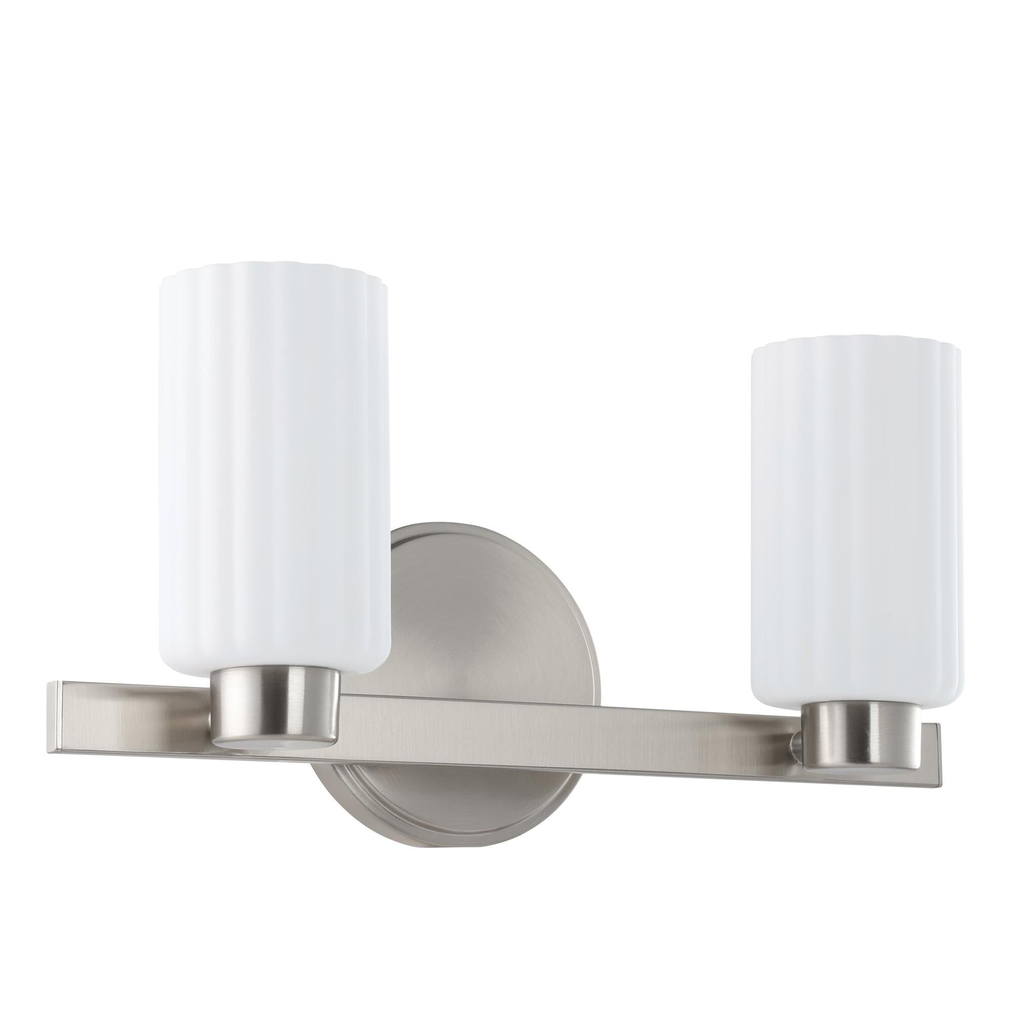Shown in Brushed Nickel finish and Etched Opal Ribbed glass