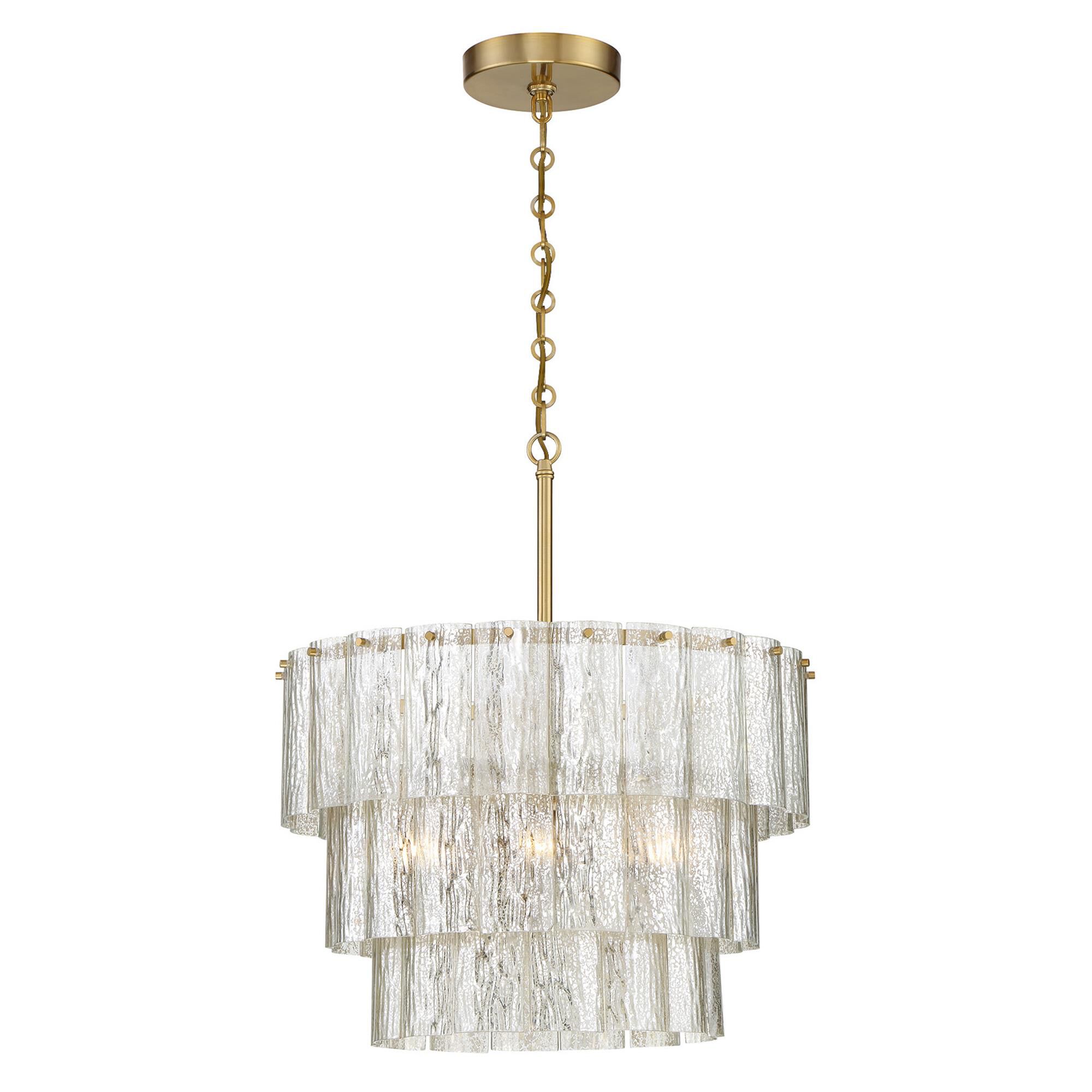 Shown in Satin Brass finish and Mercury glass and Drum accent