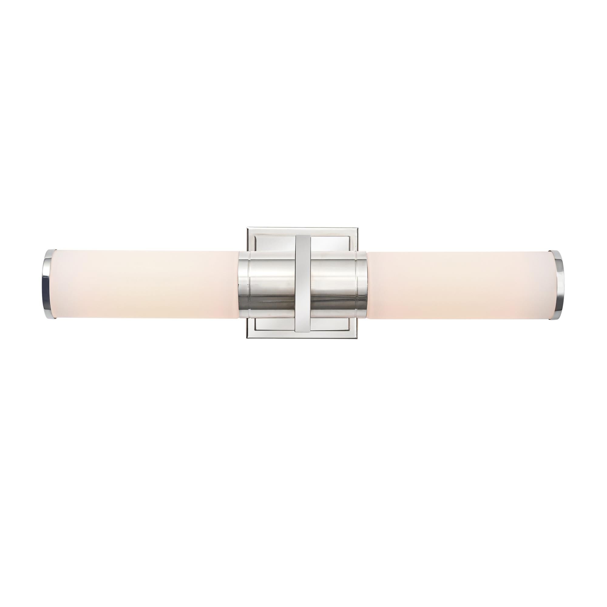 Shown in Polished Nickel finish and White glass