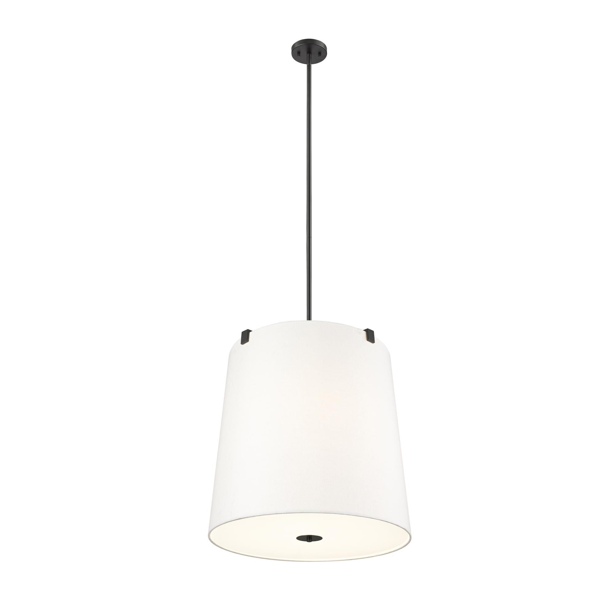 Shown in Matte Black finish and White Linen glass and White Linen shade