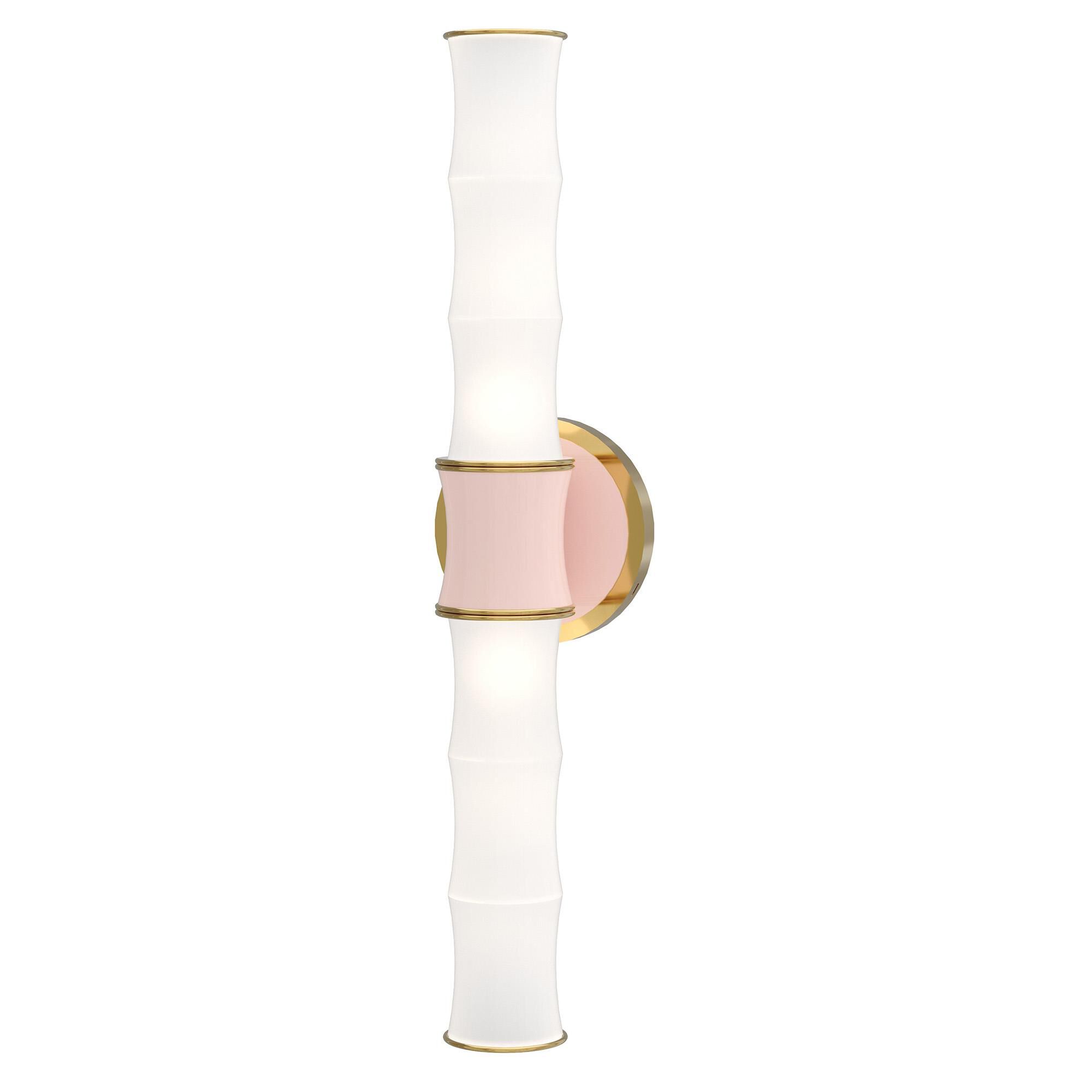 Shown in Rose Water finish and White Frosted glass and Modern Brass accent