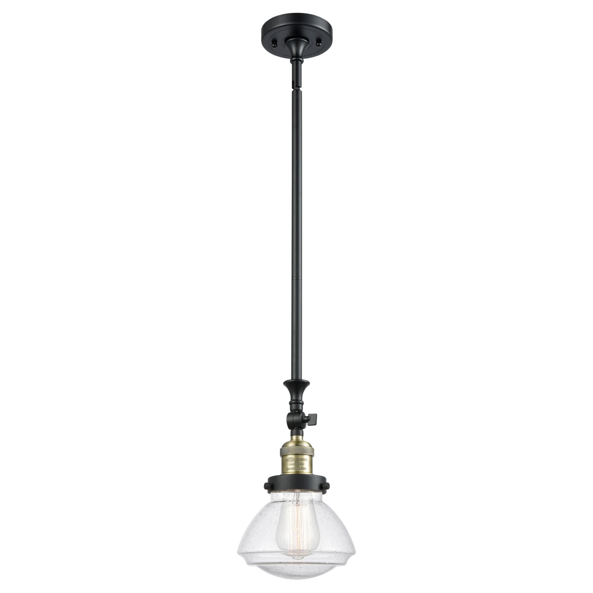 Shown in Black Antique Brass finish and Bell glass and Glass shade